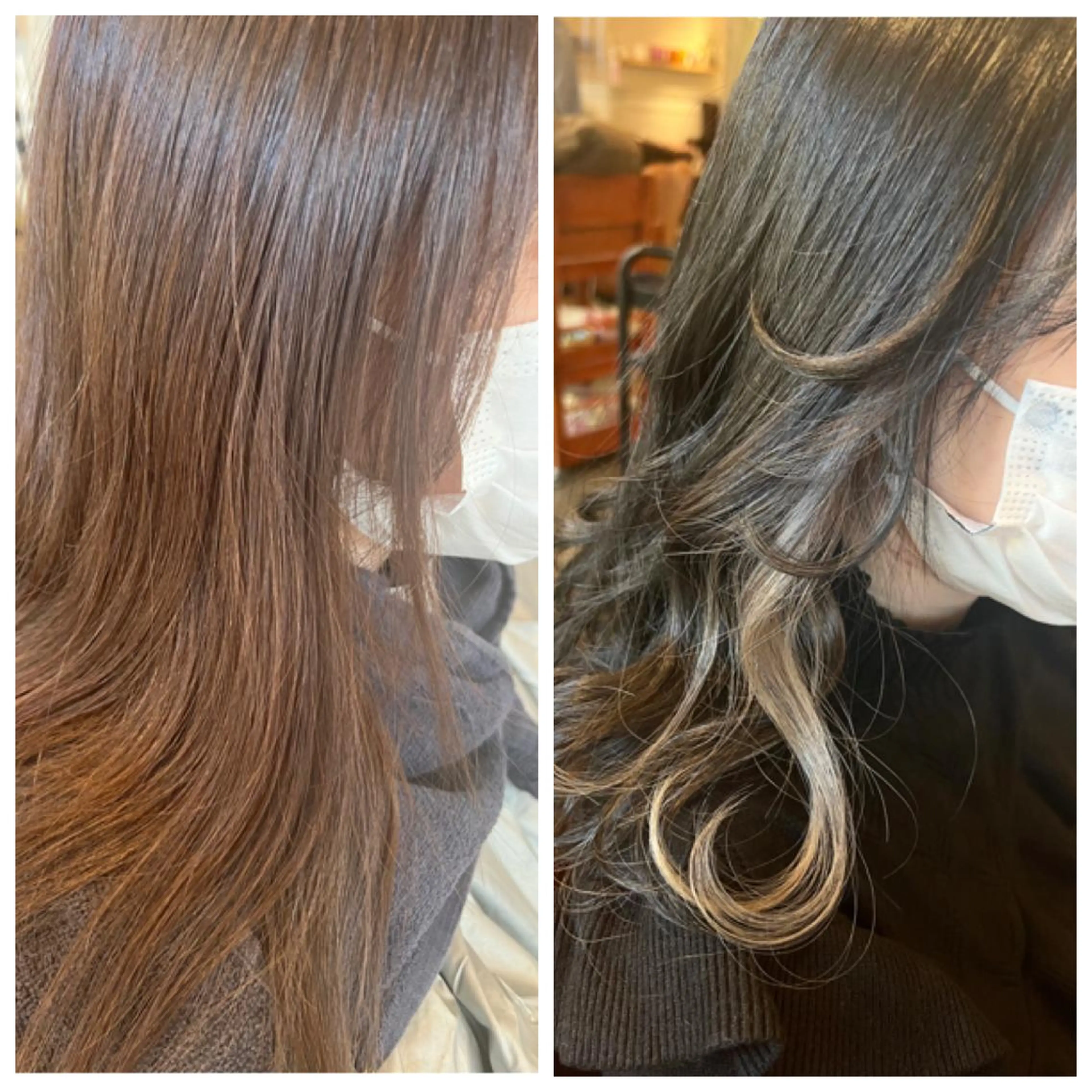 セミロング カラー ベージュカラー イヤリングカラー ホワイトベージュ カット ヘアカラー トリートメント ハイライト/インナー /ブリーチ/レイヤーのヘアスタイル