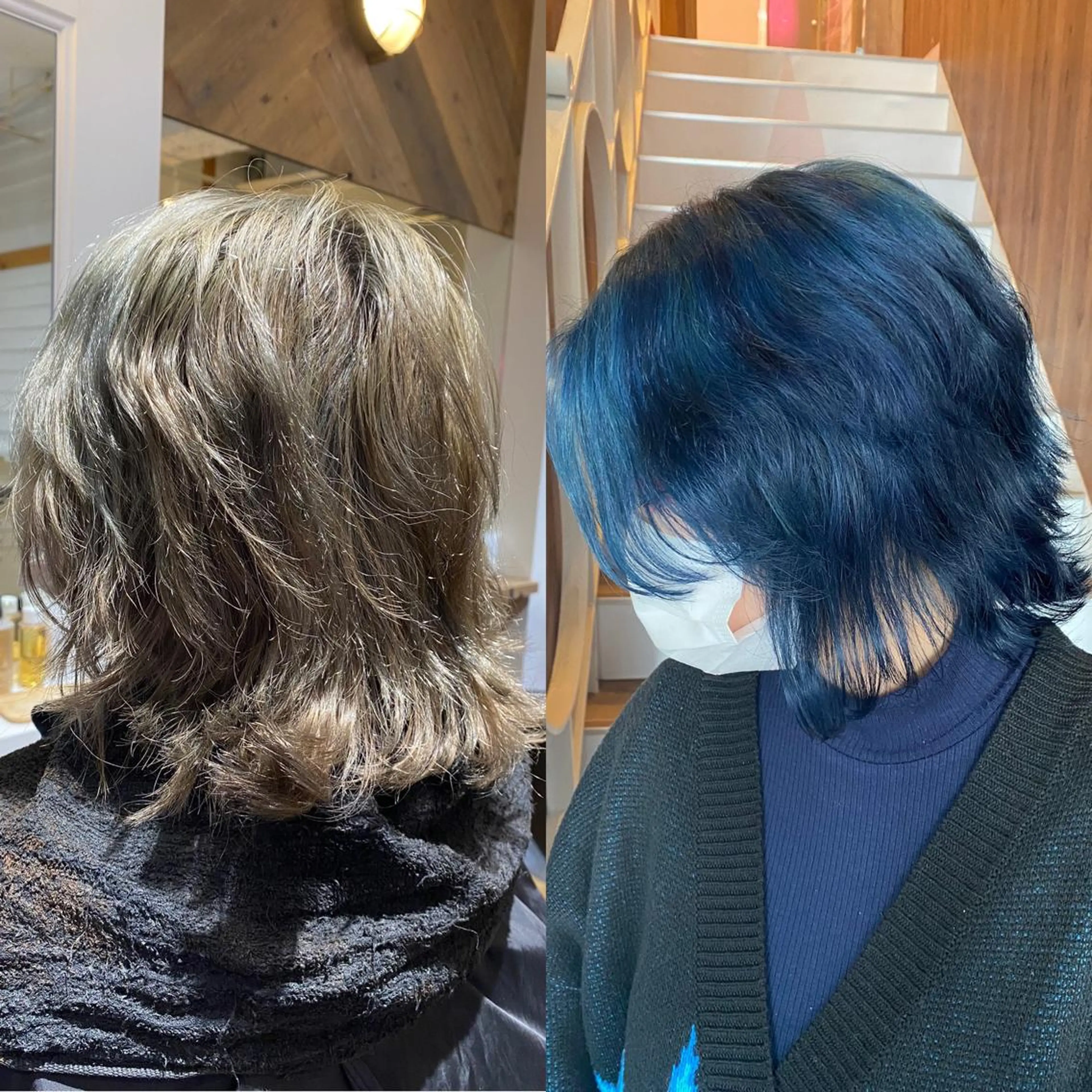 ミディアム カラー パーマ ネイル アディクシーカラー アッシュ 黒髪 ブルーカラー ブルーブラック ヘアカラー トリートメント 【暗め透明感カラー】 【インナー】小島良太のヘアスタイル