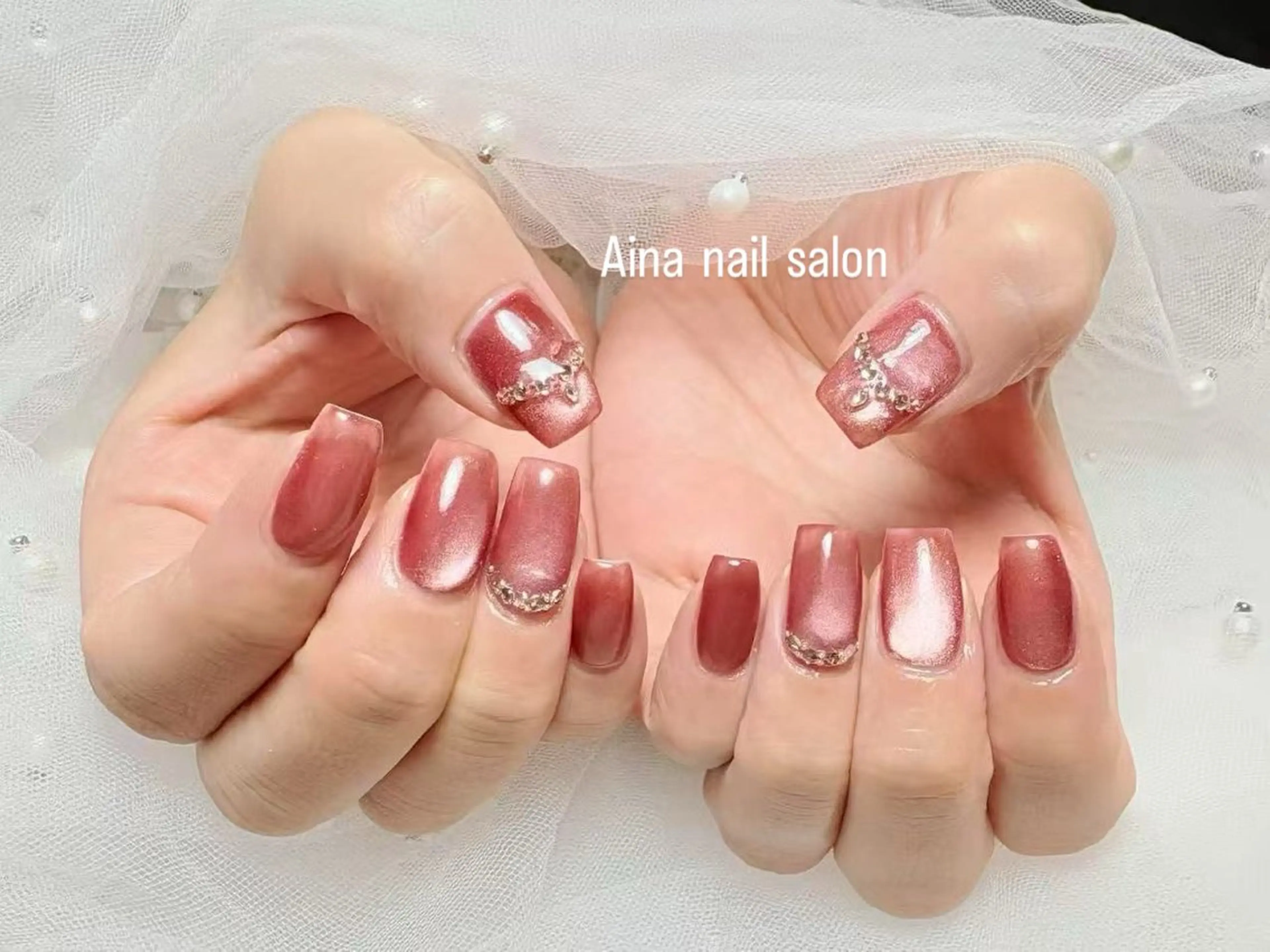 ネイル チークネイル 長さ出し フラッシュネイル フットネイル フレンチネイル ハンドネイル ハンドケア Aina nail salon所属・Aina nail salonのネイルデザイン
