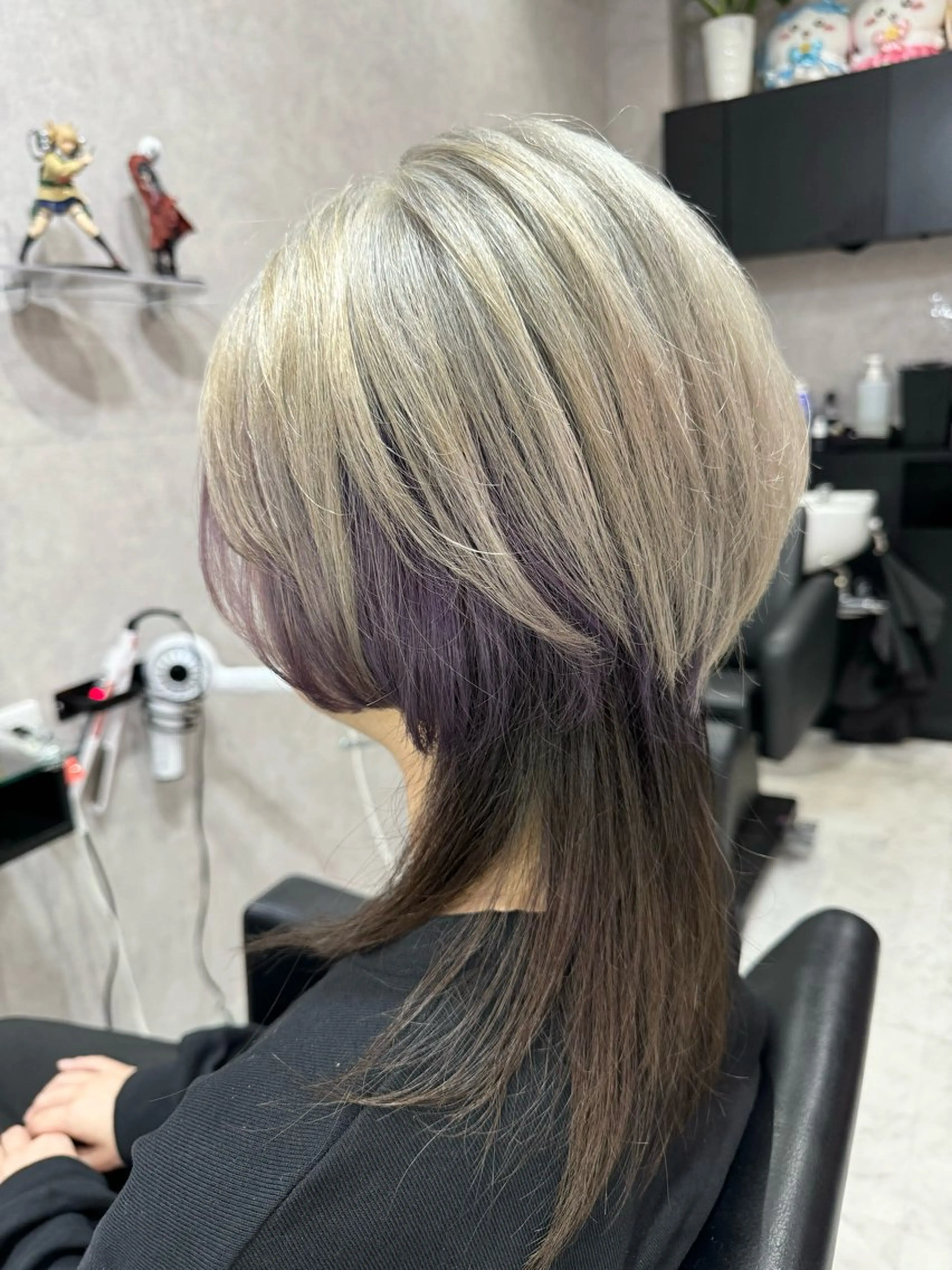 ミディアム カラー パープルカラー シルバー ウルフカット カット ヘアカラー トリートメント 韓国ヘアー🦄ྀི オタク美容師🌈山本のヘアスタイル