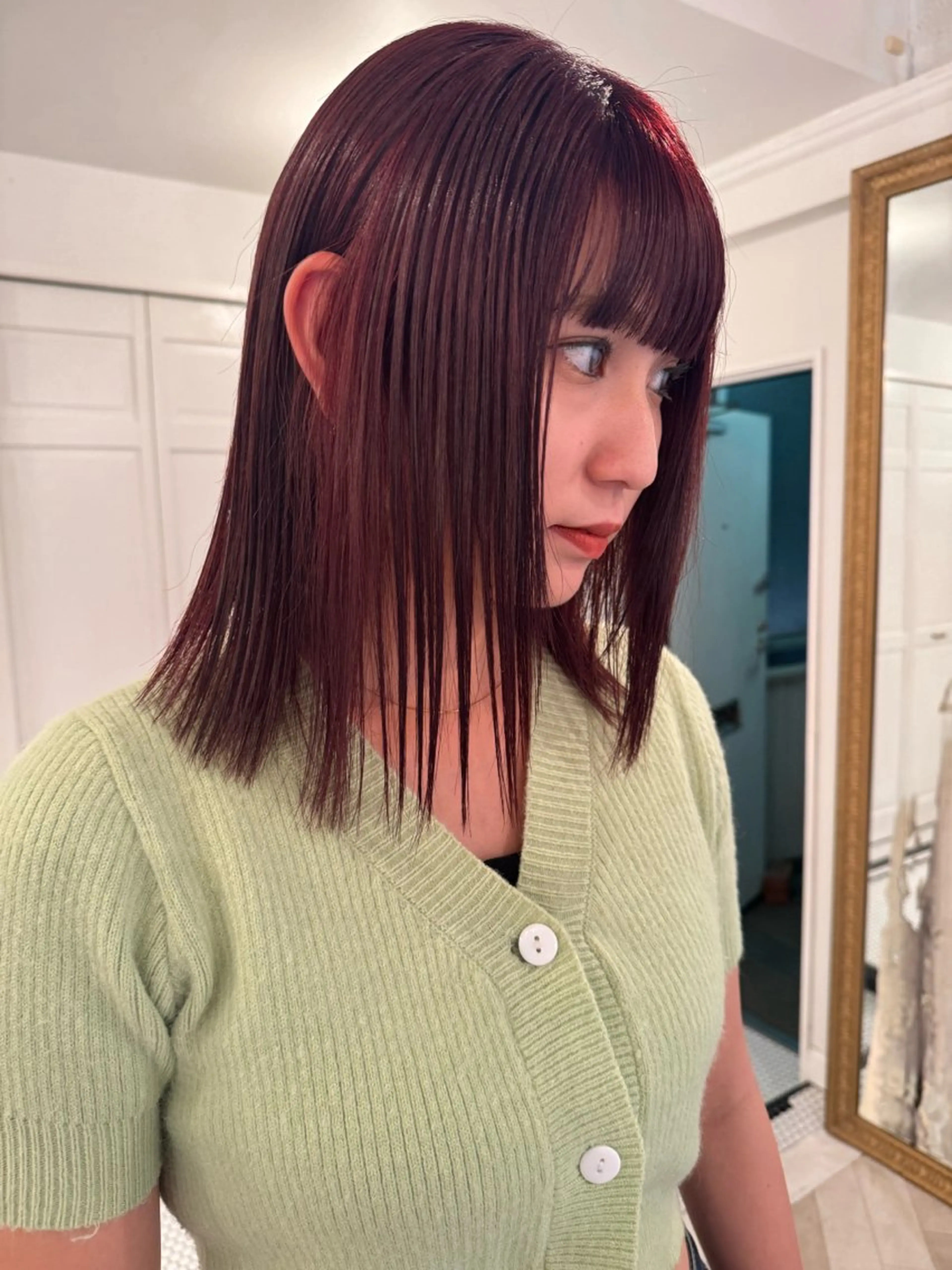 カラー ブリーチカラー🎀 韓国風/寺門美優のヘアスタイル