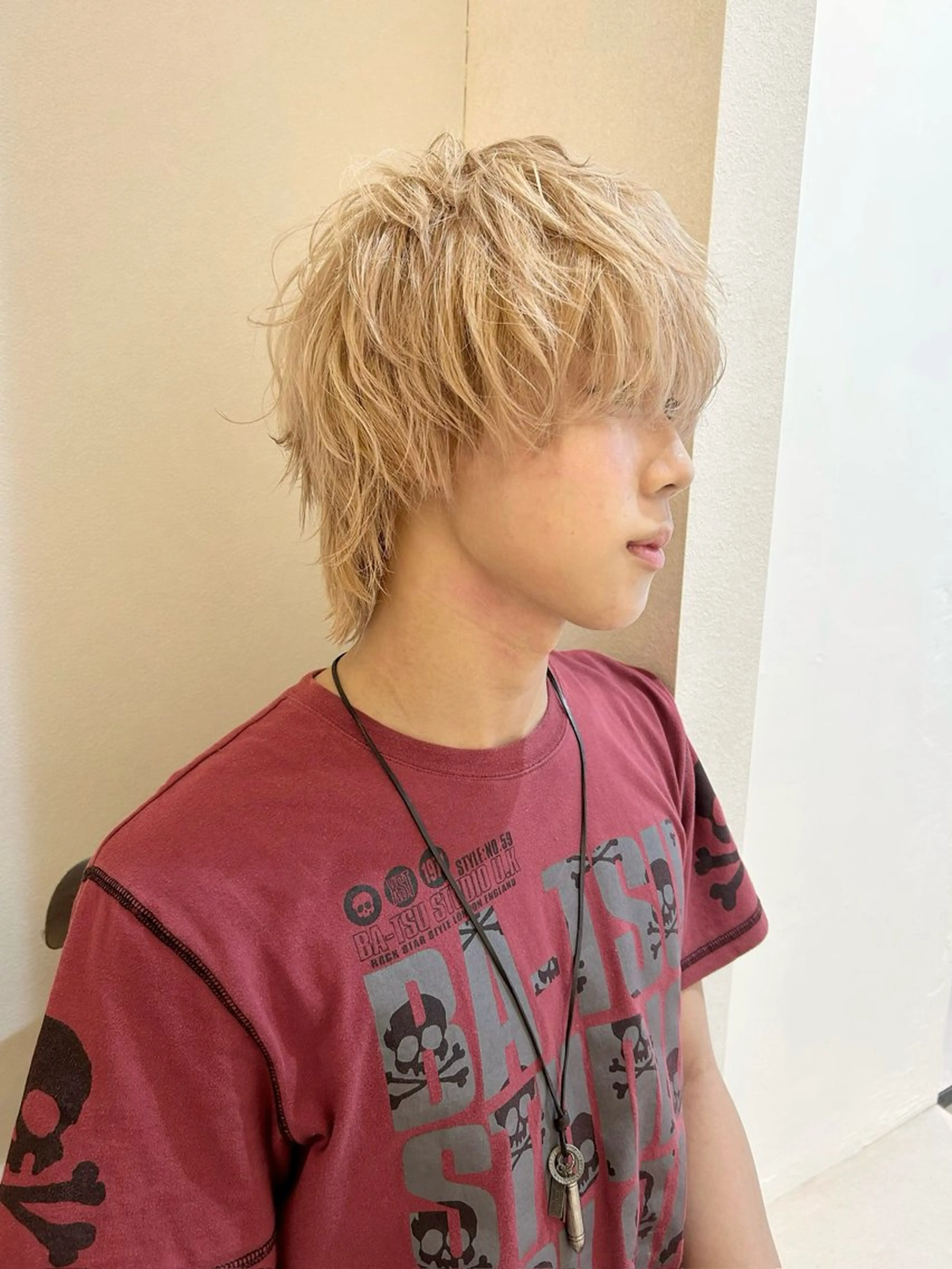 ショート メンズ メンズブリーチ メンズハイトーン カット パーマ KAZU keshiki大名のヘアスタイル