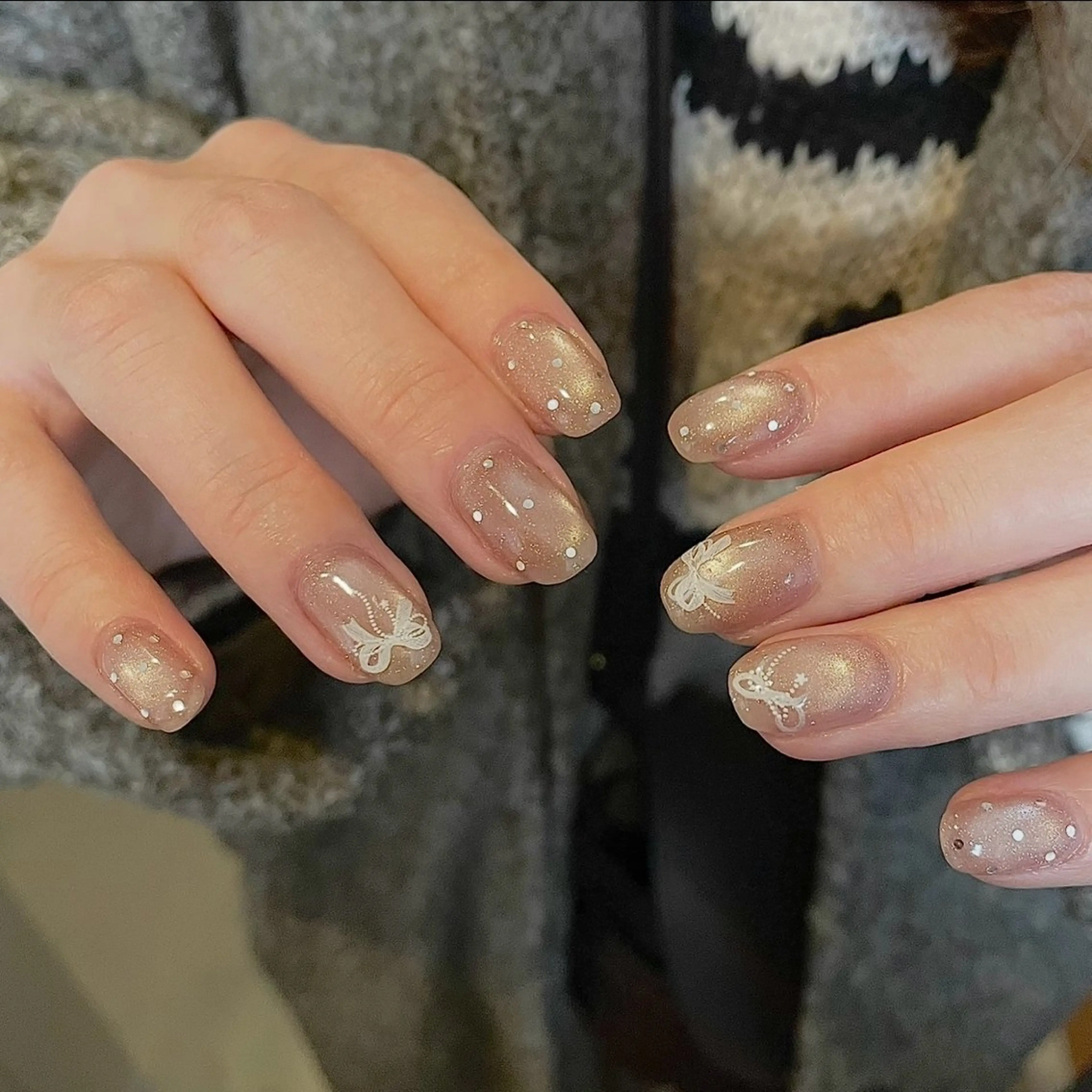 ネイル マグネットネイル リボン ハンドネイル moufu.nail /sayaka 本町のネイルデザイン