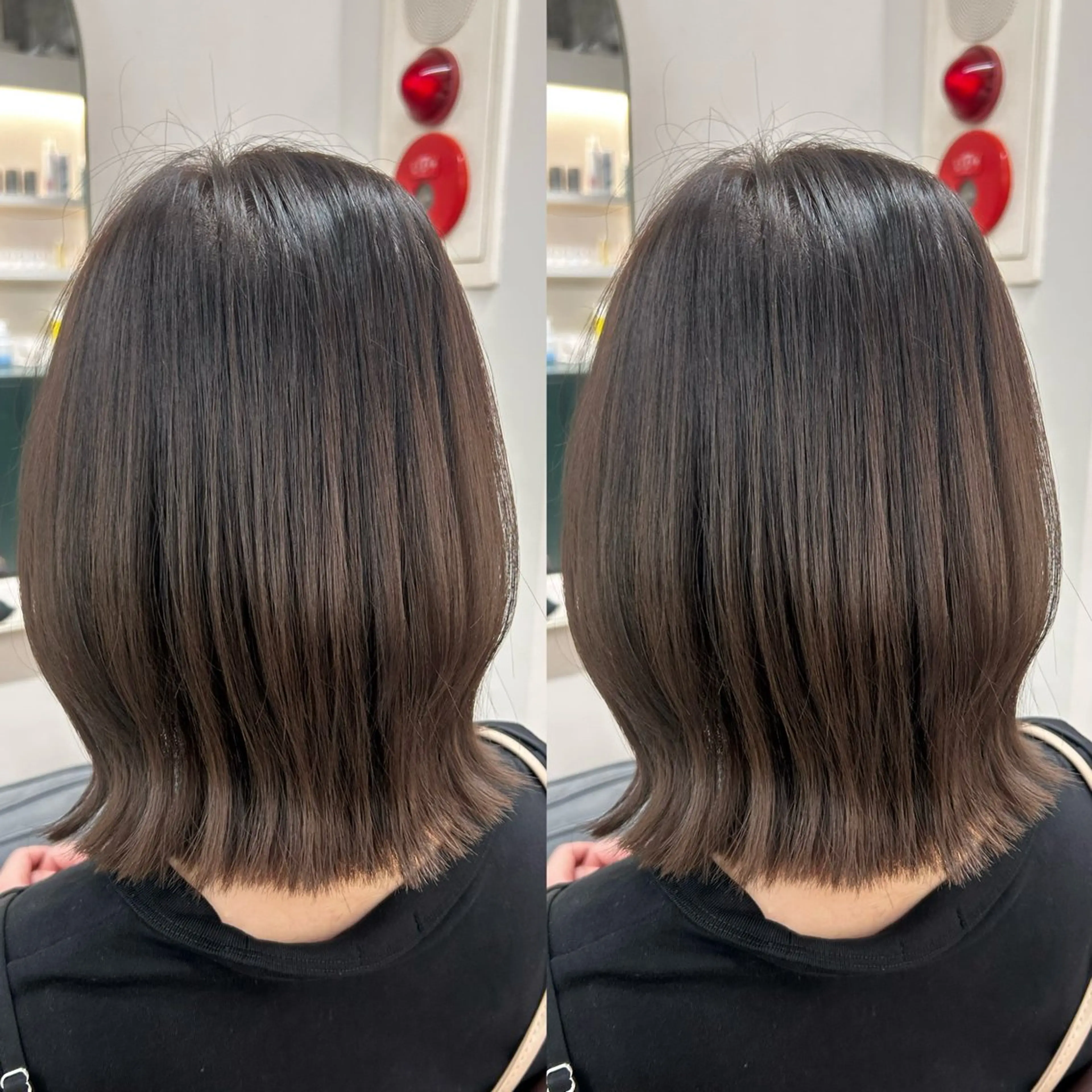 ミディアム カラー パーマ キッズ 透明感カラー 💖艶髪矯正×小顔 カット特化/さくらのヘアスタイル