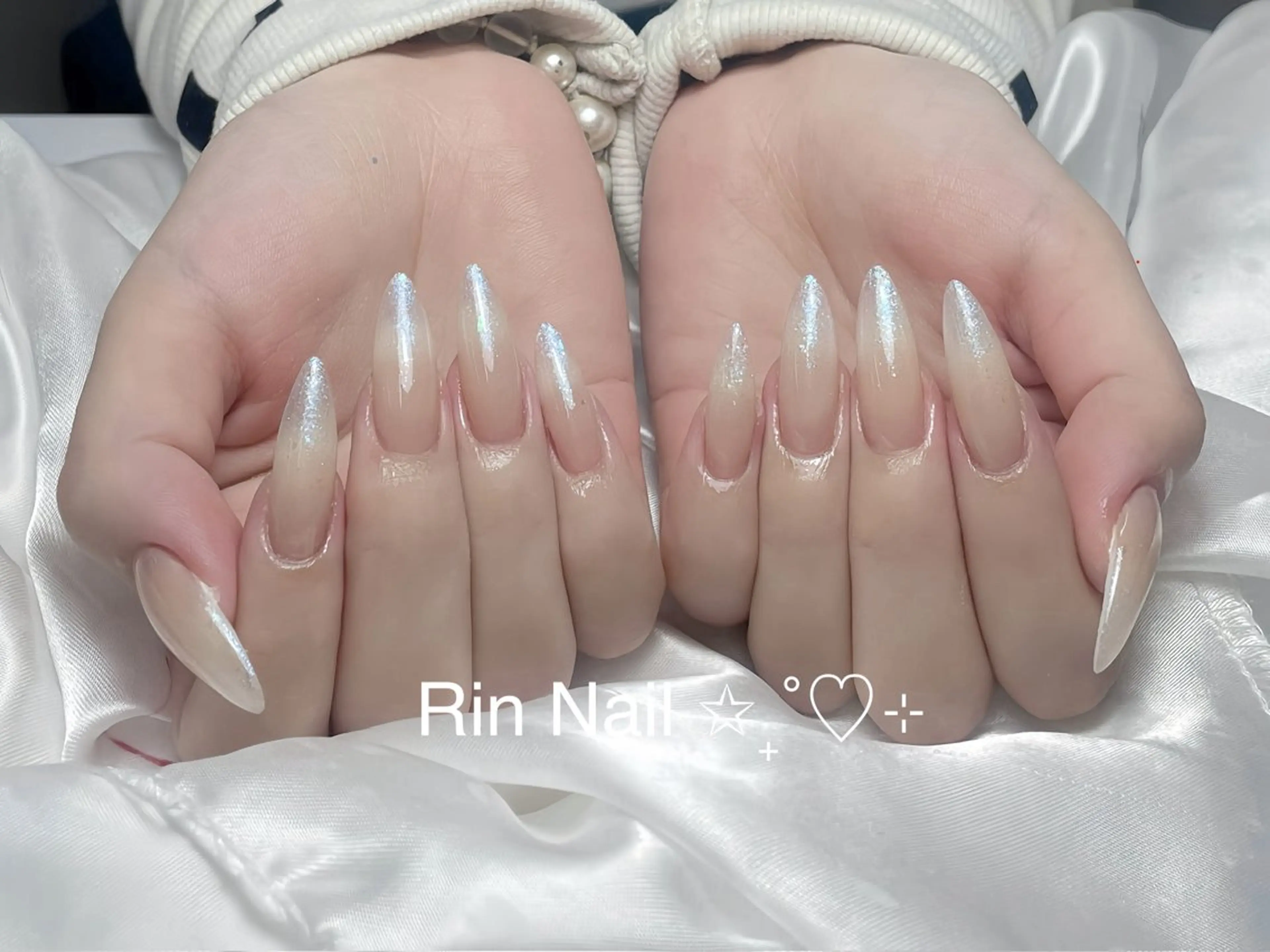 ネイル アートネイル 成人式 ロングネイル ニュアンスネイル スカルプネイル ハンドネイル Rin Nail 新大久保店のネイルデザイン
