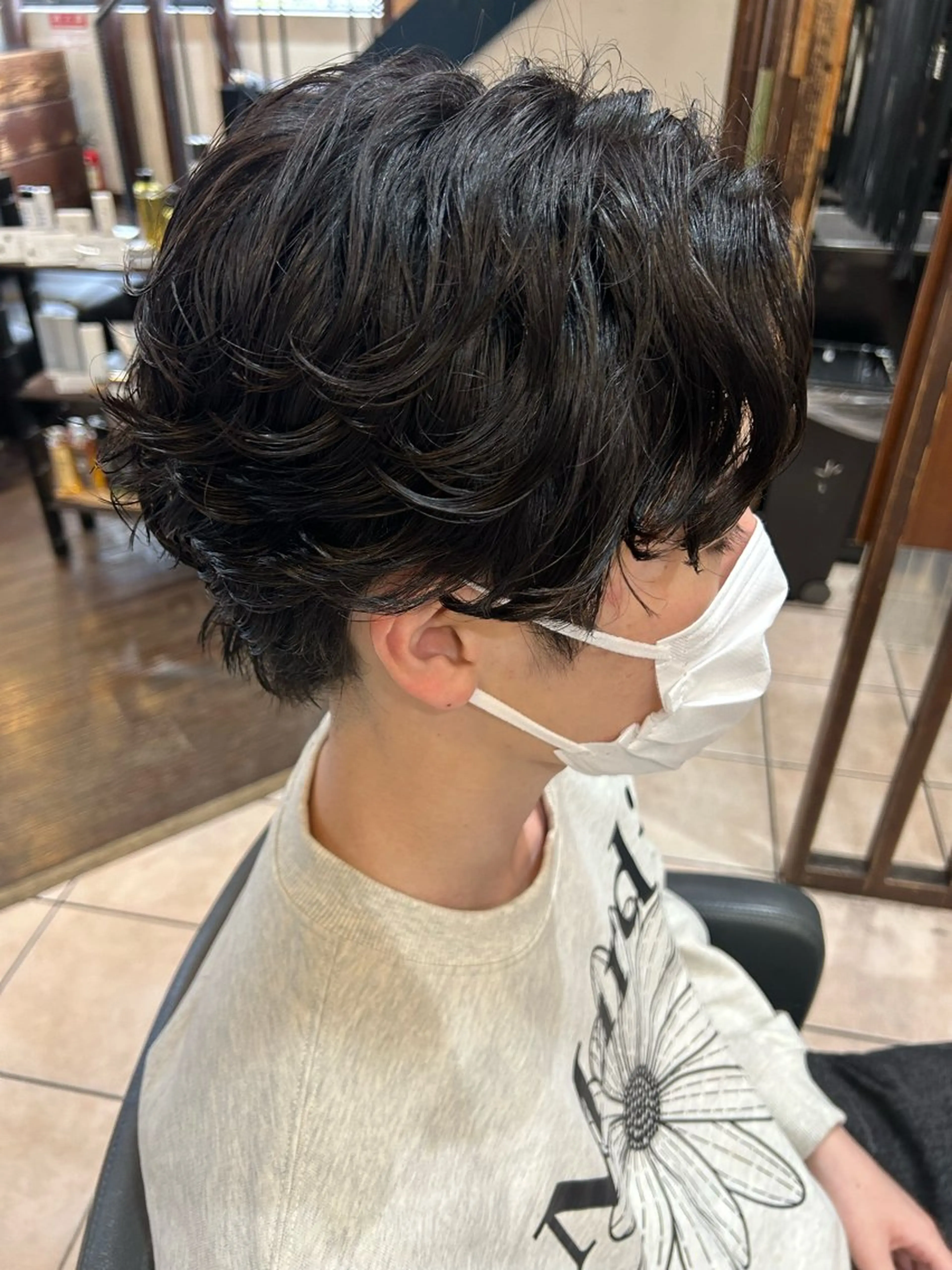 ミディアム パーマ メンズ 大阪/梅田/シャドウ パーマ/ノボリユウタのヘアスタイル