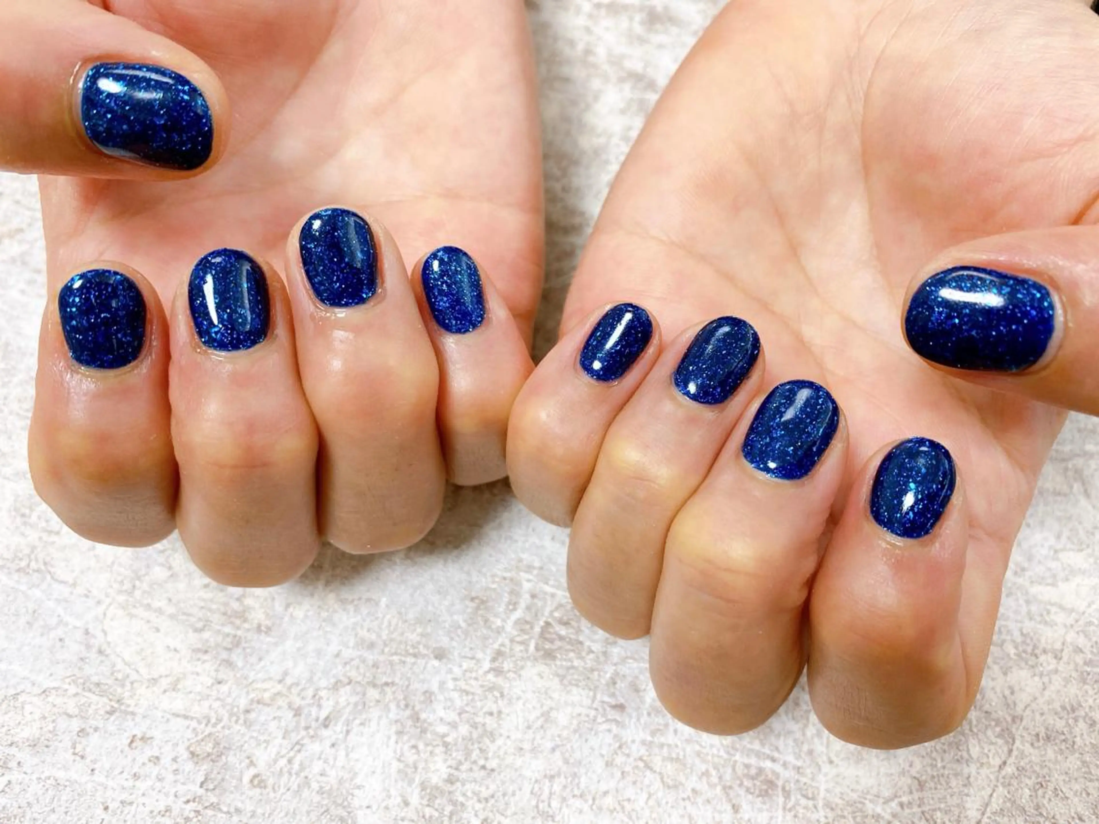 ネイル ラメ(グリッター) ネイビー ハンドネイル Mogu nail 二子玉川のネイルデザイン