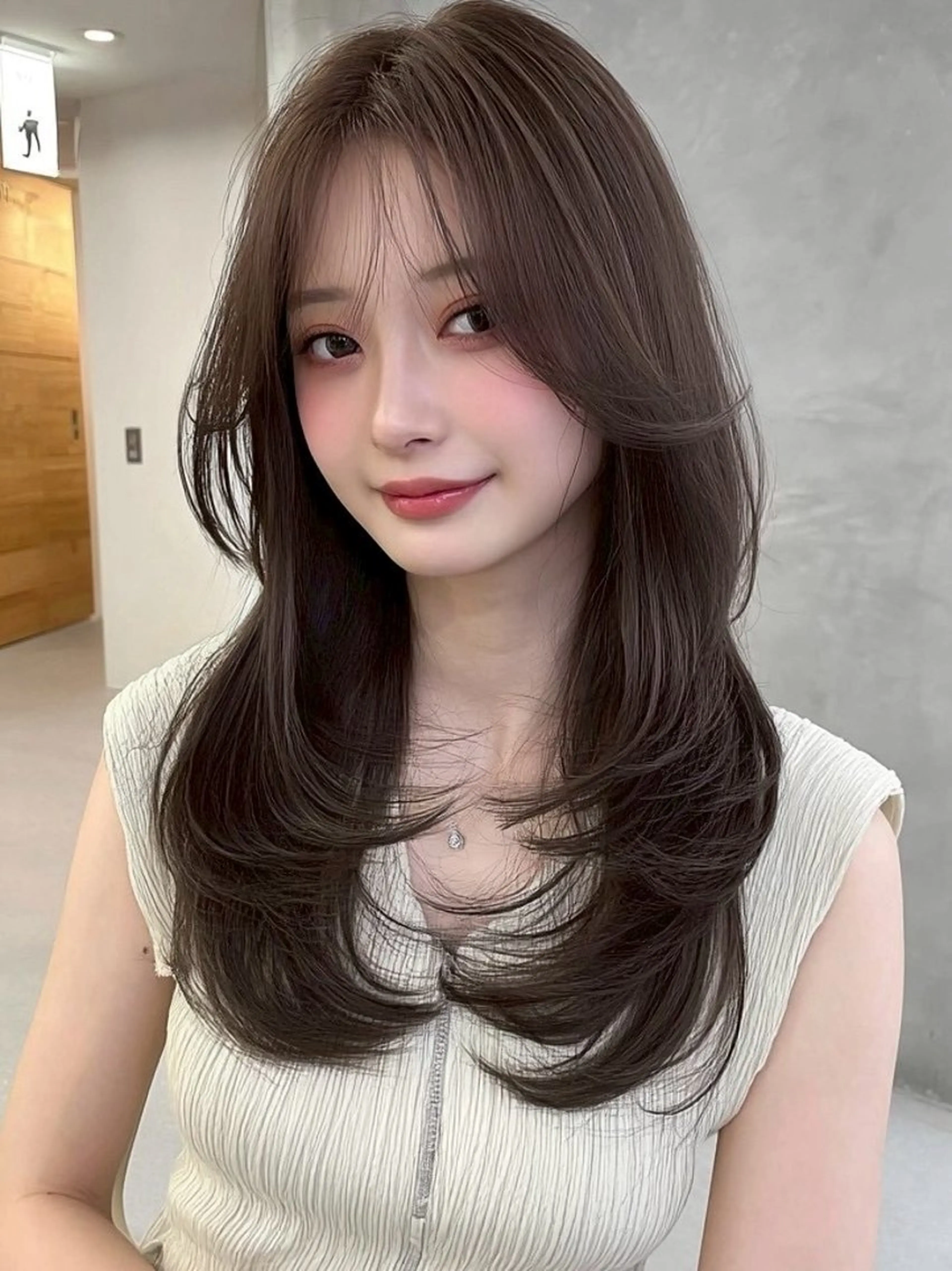 ロング カラー カット ヘアカラー トリートメント 💎透明感/韓国/ レイヤー/泉亮介💎のヘアスタイル