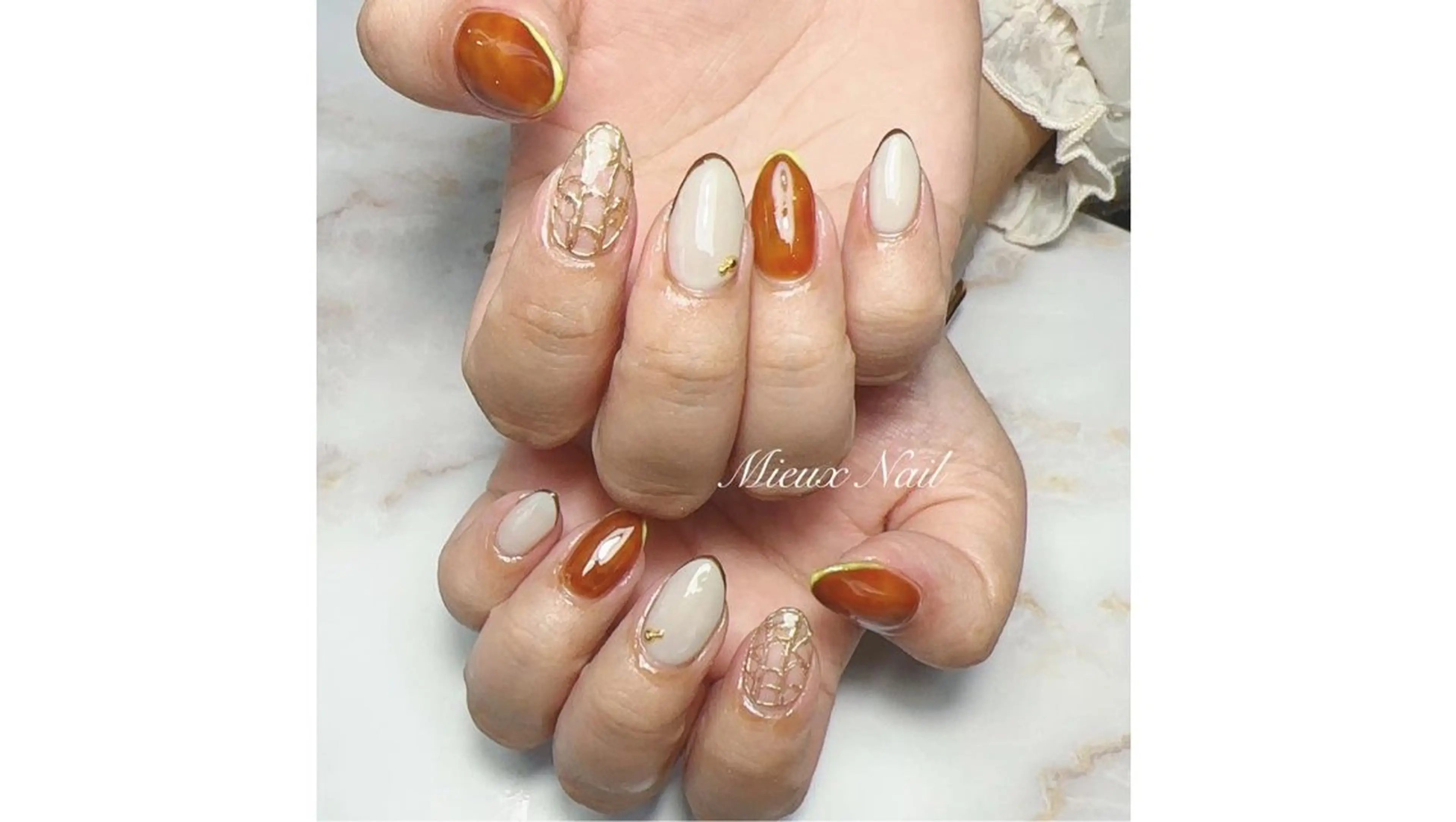 ネイル ブルー ジェルネイル パラジェル ハンドネイル 市川 麻衣子のネイルデザイン