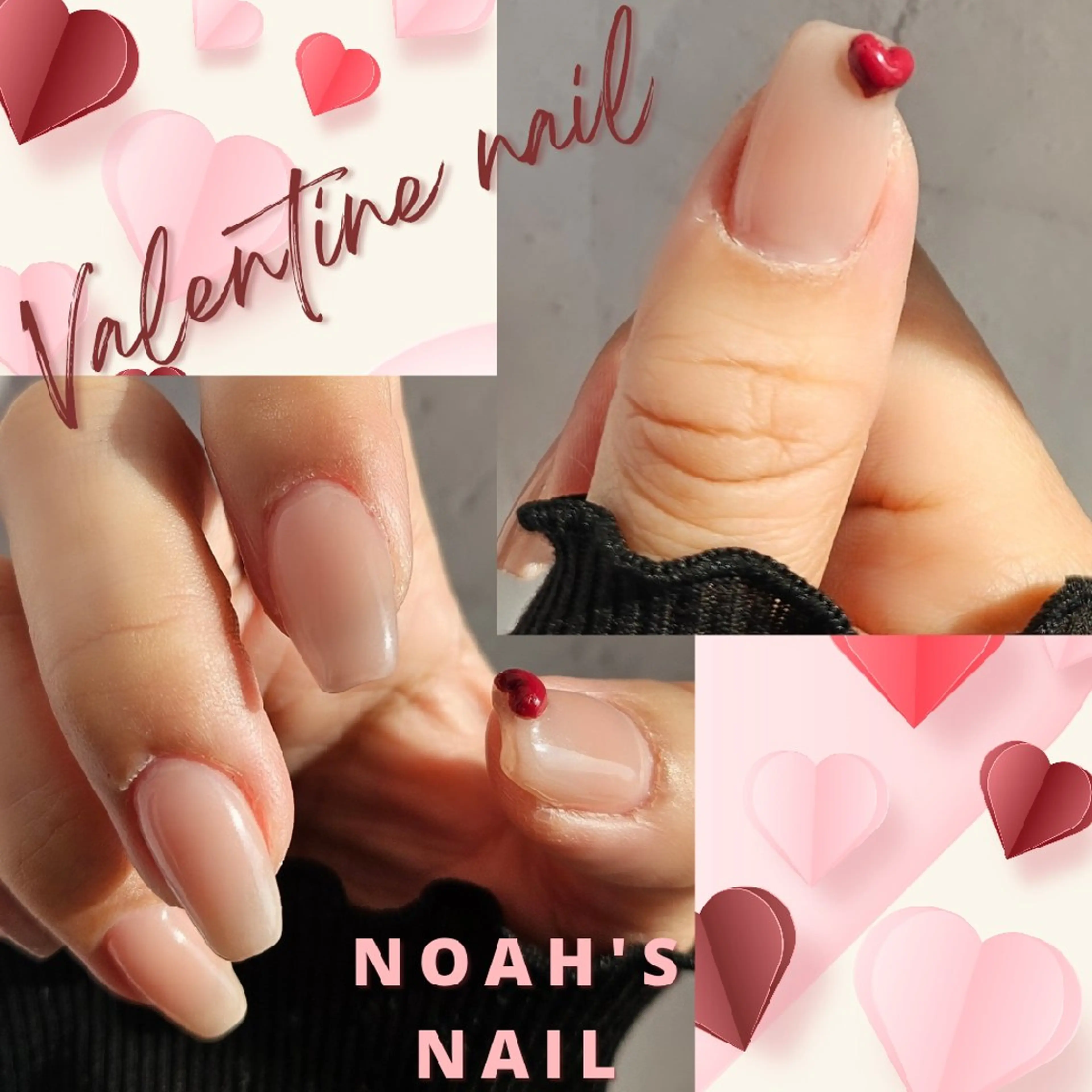 ネイル ハート シンプルネイル バレンタイン ハンドネイル Noah'snail   のネイルデザイン