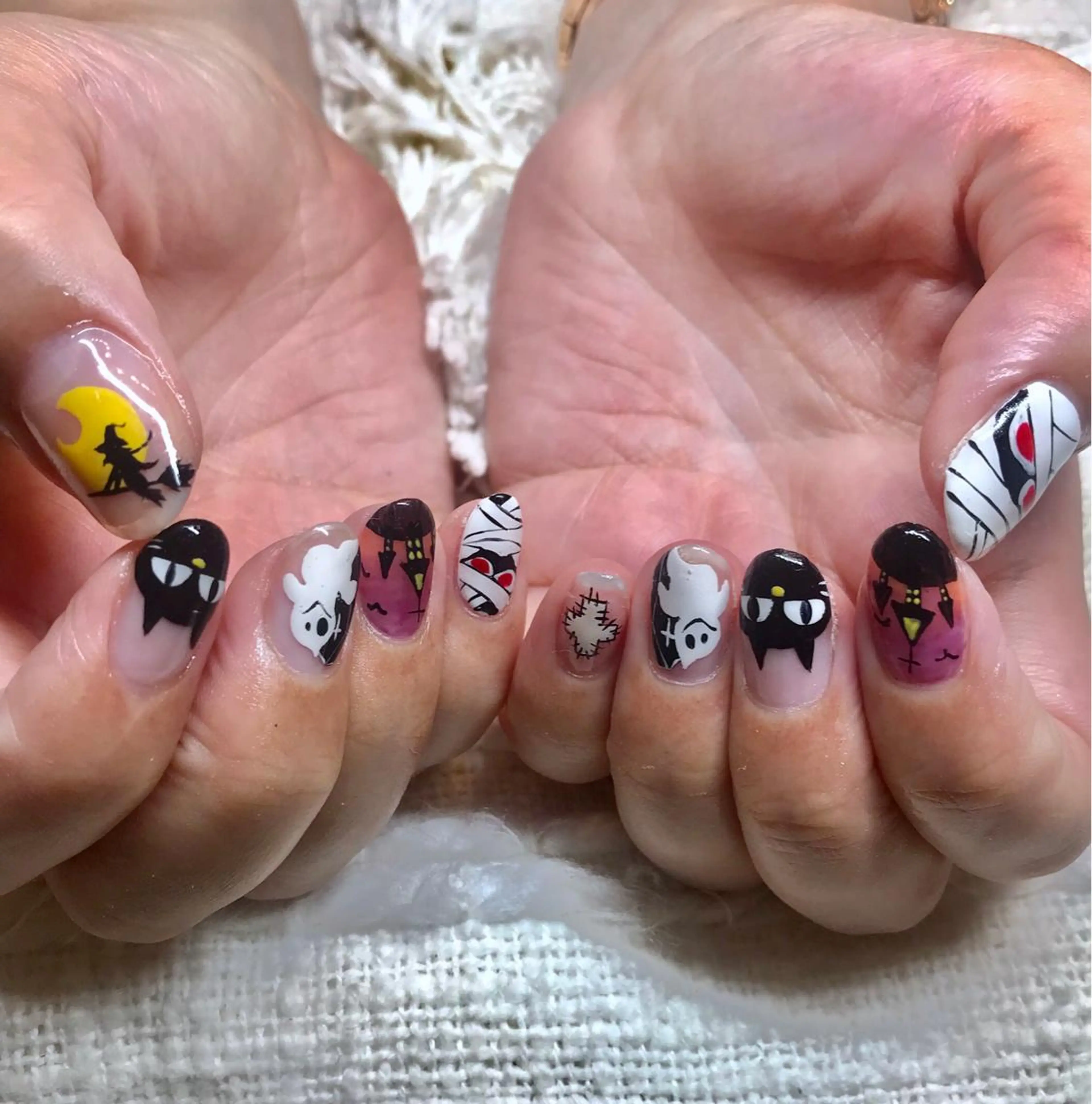 ミディアム ヘアアレンジ ネイル ハロウィン ハロウィン nail&eye Aoのマツエク・マツパデザイン