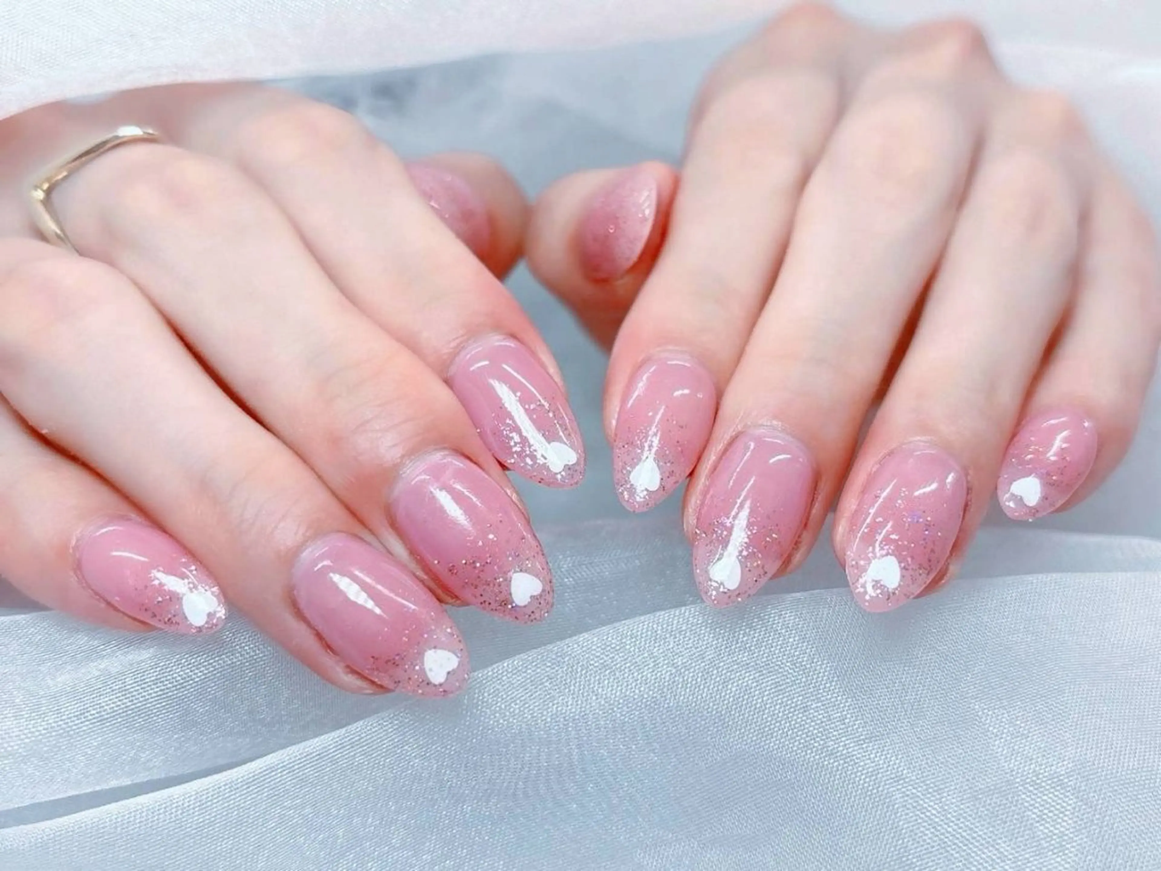 ネイル 長さ出し フラッシュネイル フレンチネイル ジェルネイル キラキラネイル Chouette ここのネイルデザイン