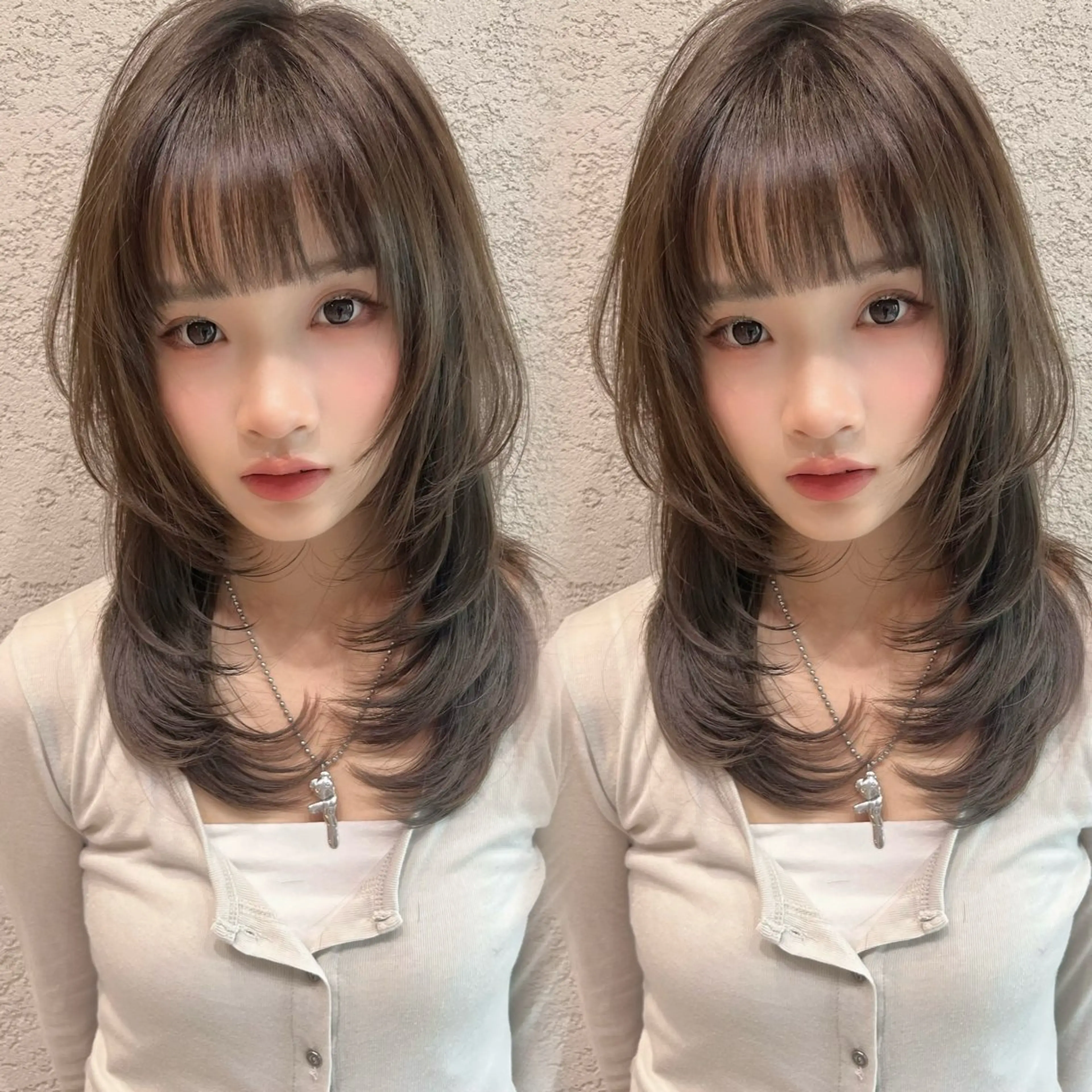 ミディアム カラー 似合わせカット カット ヘアカラー トリートメント レイヤー/髪質改善 Lond ambreのヘアスタイル