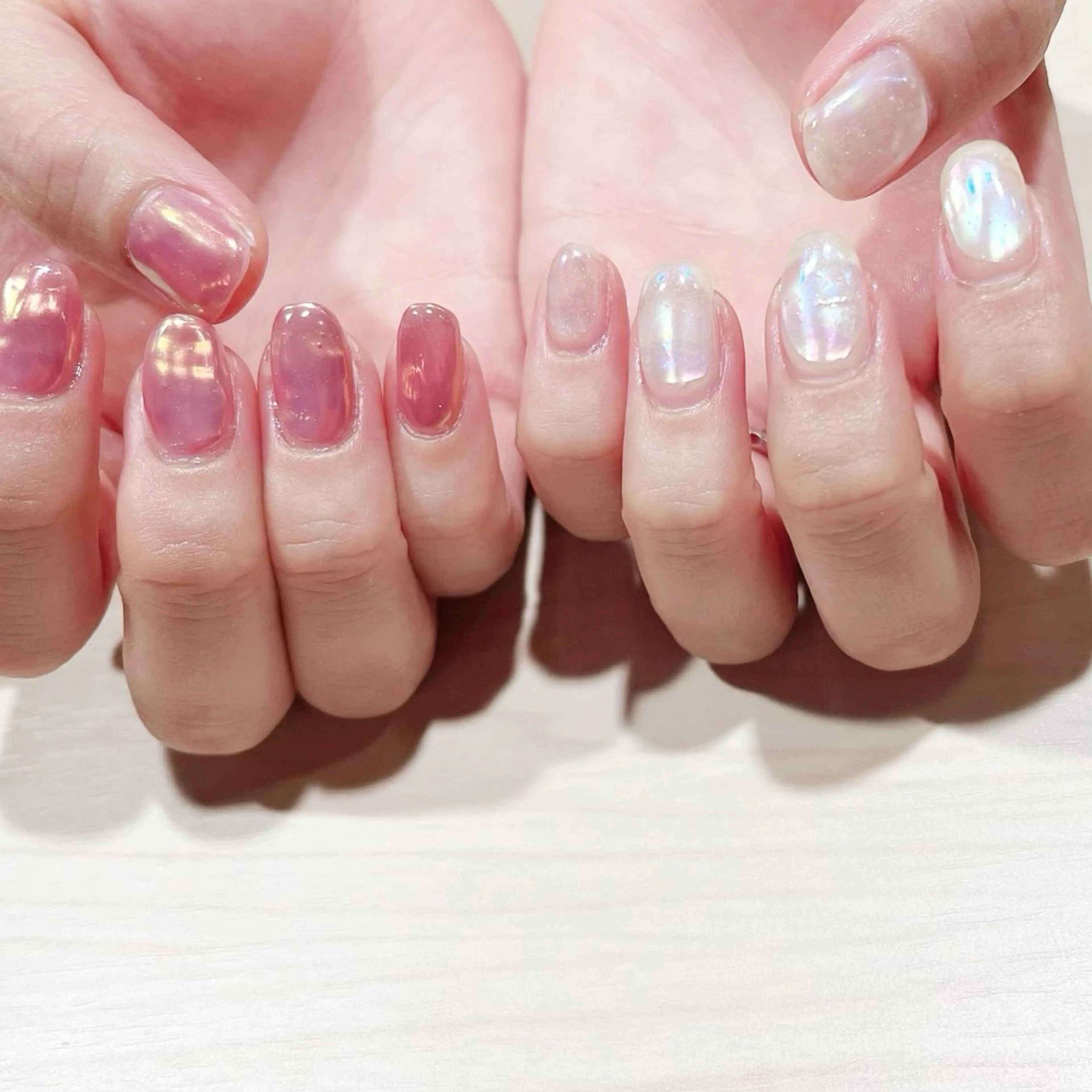 ネイル フレンチネイル グラデーション 韓国ネイル マグネットネイル ミラーネイル n.hair所属・HTM _PUPULAのネイルデザイン