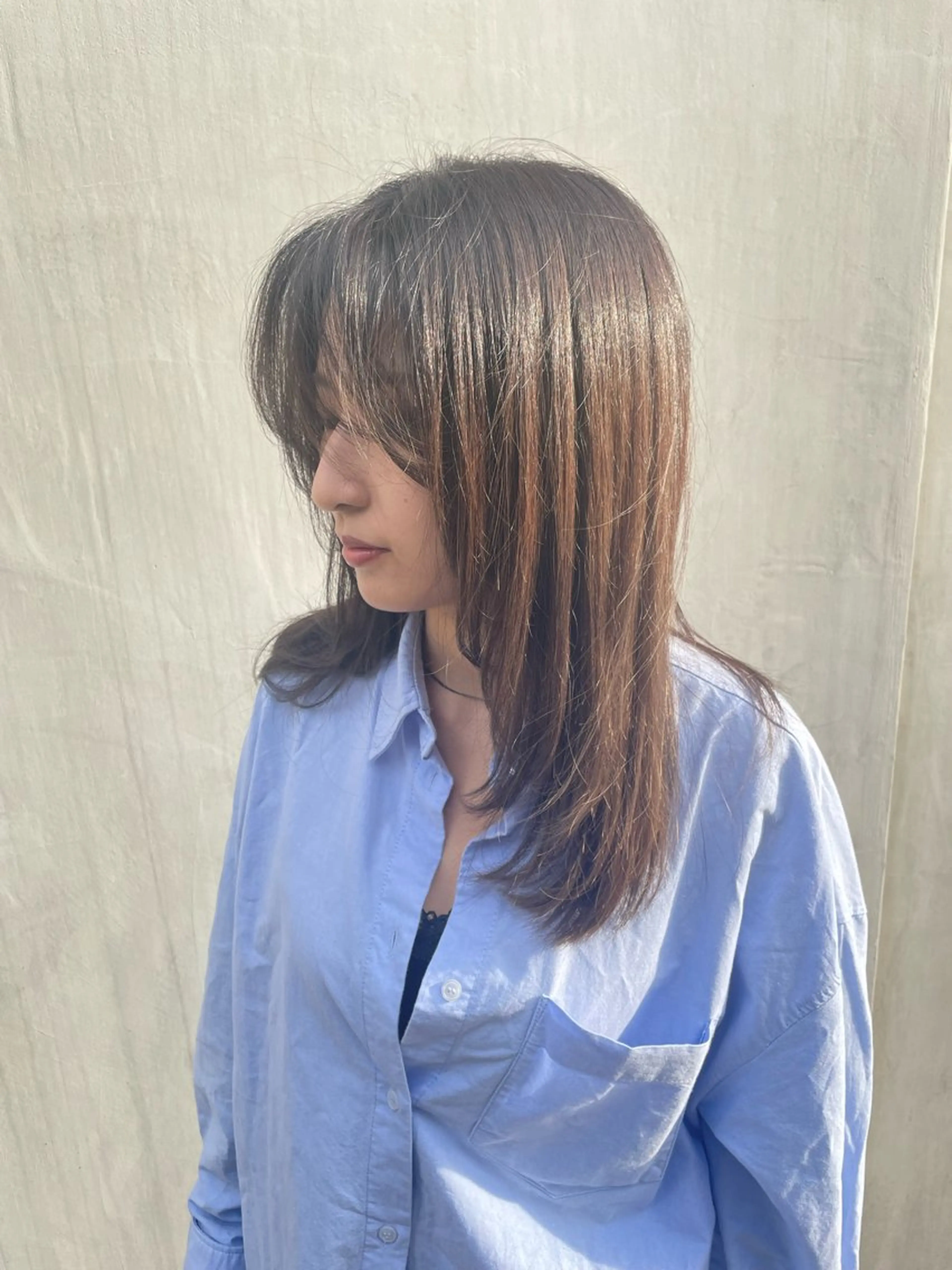 セミロング レイヤーカット 韓国ヘア/レイヤー 🇰🇷/艶髪/長橋のヘアスタイル