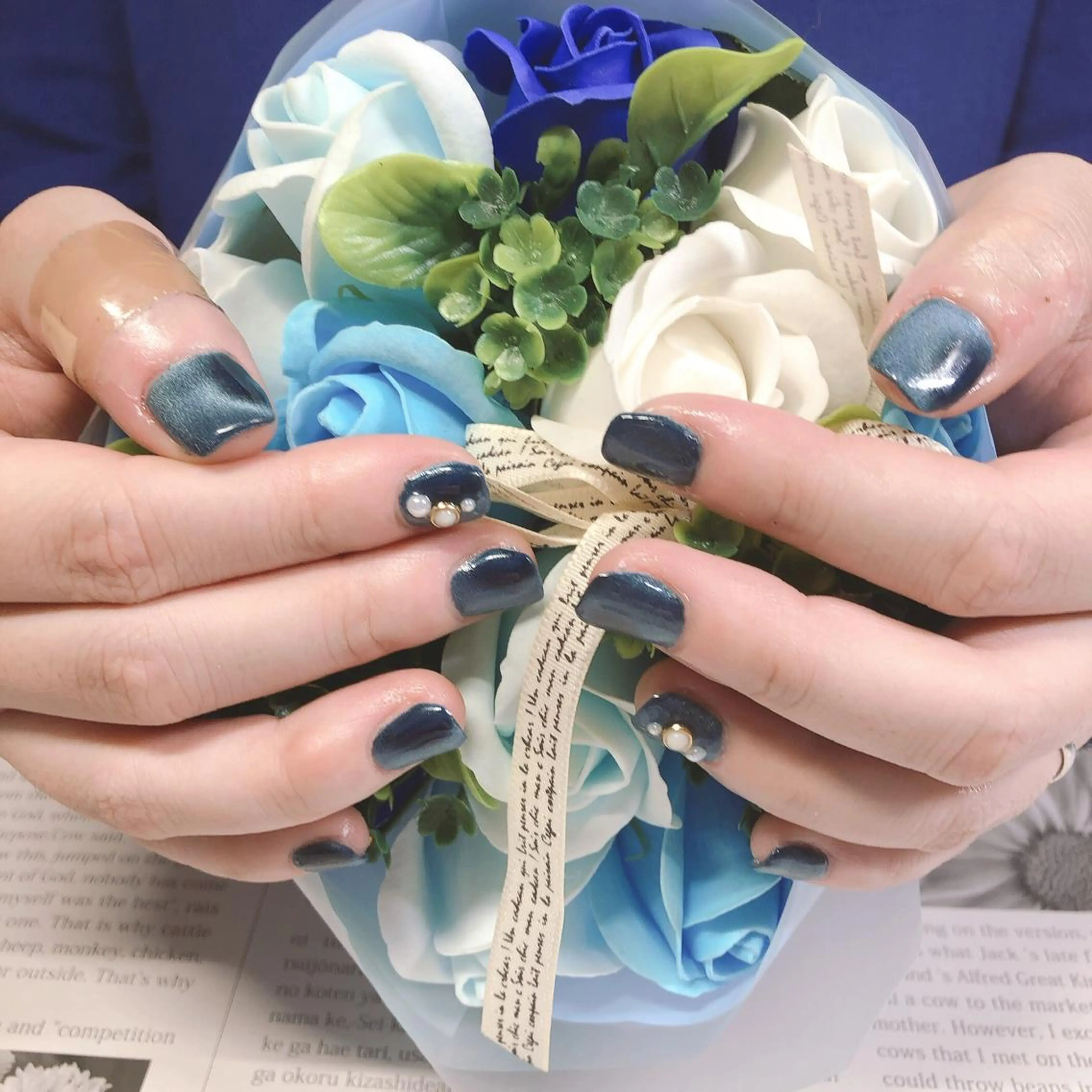 ネイル マグネットネイル ワンカラーネイル ブライダルネイル 奥園 良恵のネイルデザイン