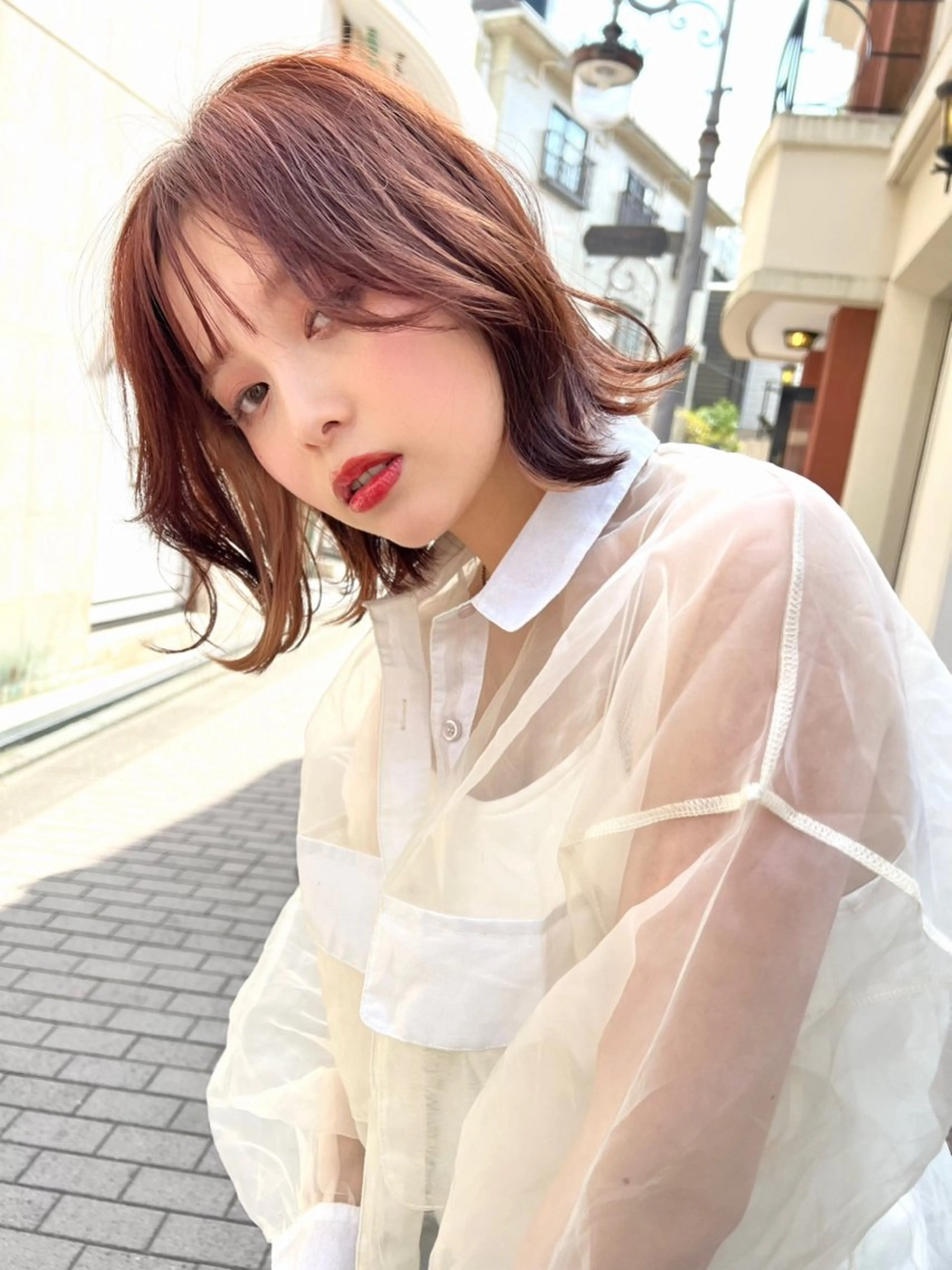 ミディアム カラー パーマ カット ヘアカラー トリートメント ヘッドスパ ヘアセット 透明感/オリーブ/ グレージュ/YUKAのヘアスタイル