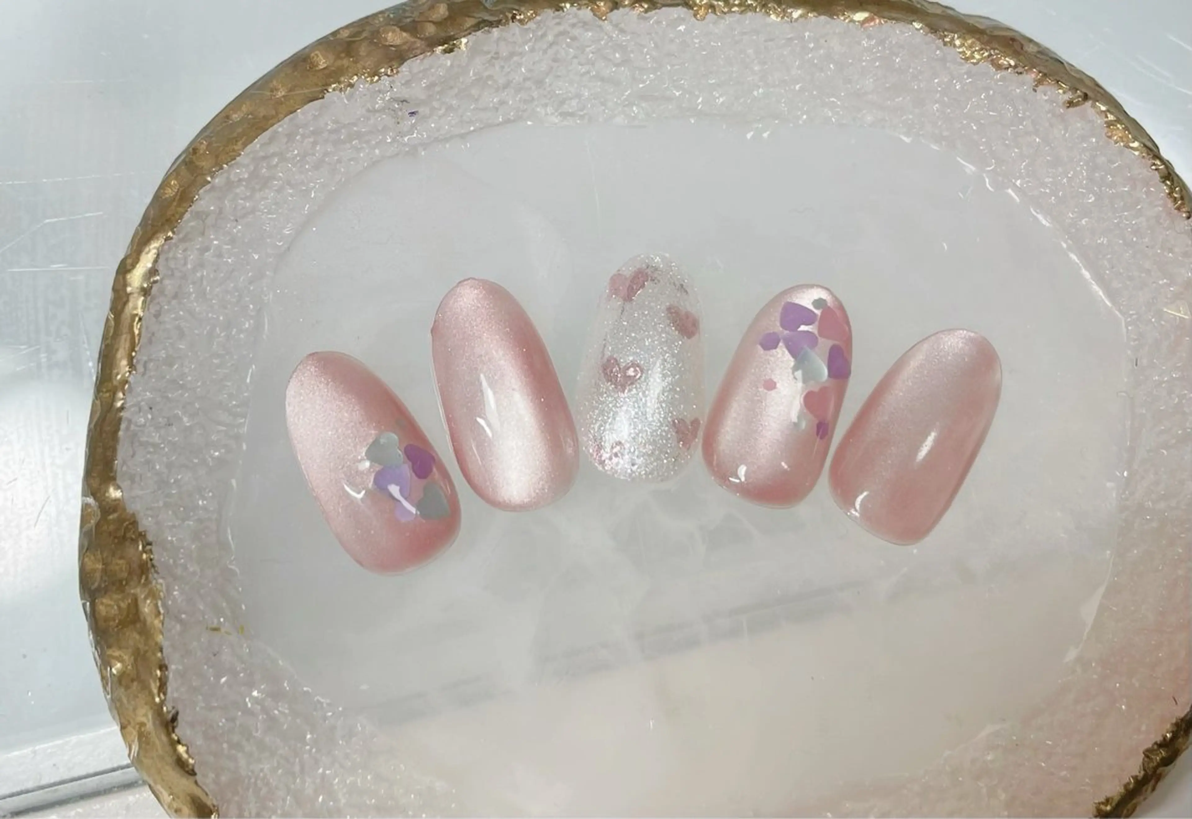 ネイル ハート ピンク バレンタイン ハンドネイル M flore (エムフローレ)のネイルデザイン