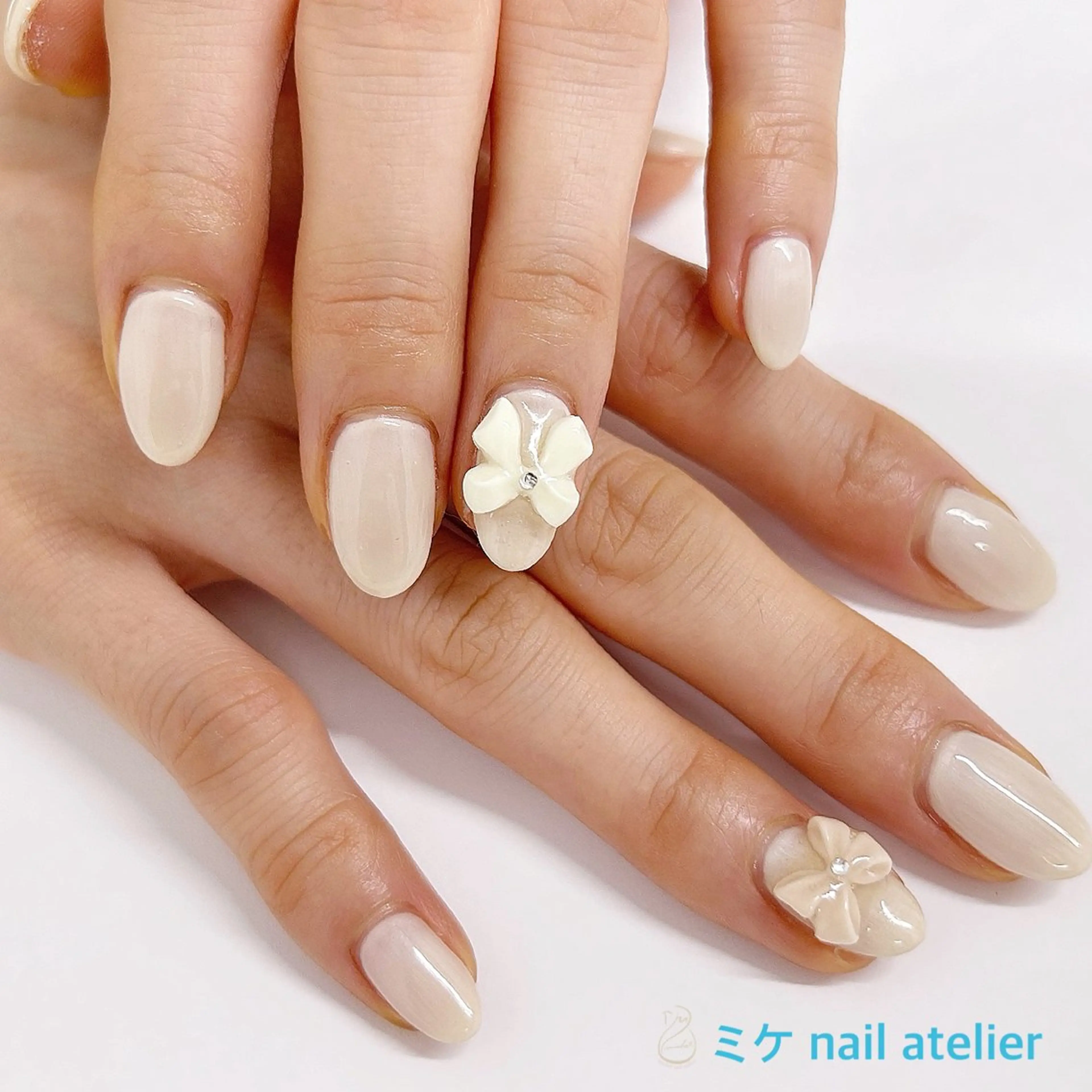 ネイル ジェルネイル ワンカラーネイル リボン シンプルネイル ハンドネイル h. rikaのネイルデザイン