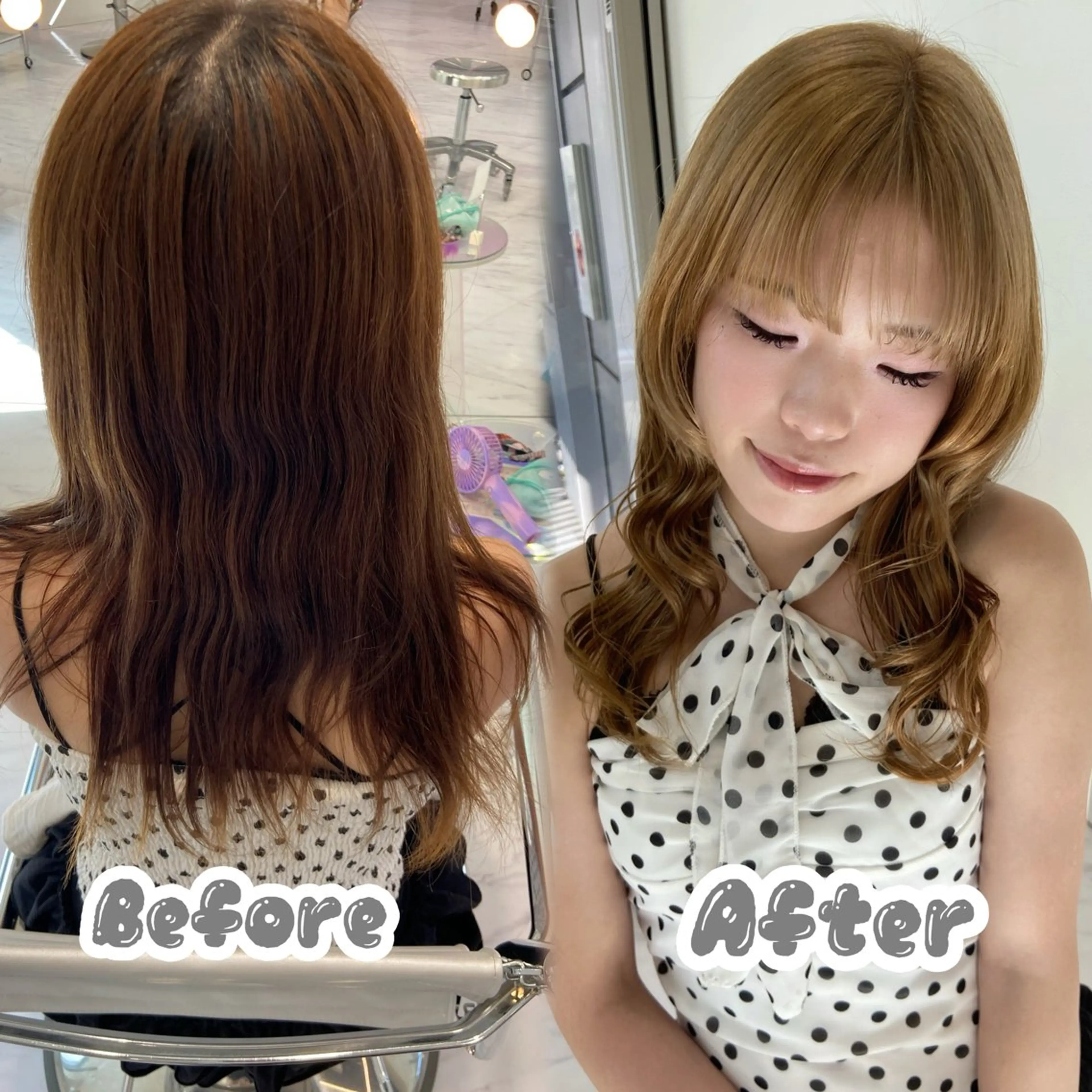 セミロング カラー アッシュ ベージュカラー カット ヘアカラー トリートメント 名駅/ハイトーン /Y2k/YUNAのヘアスタイル