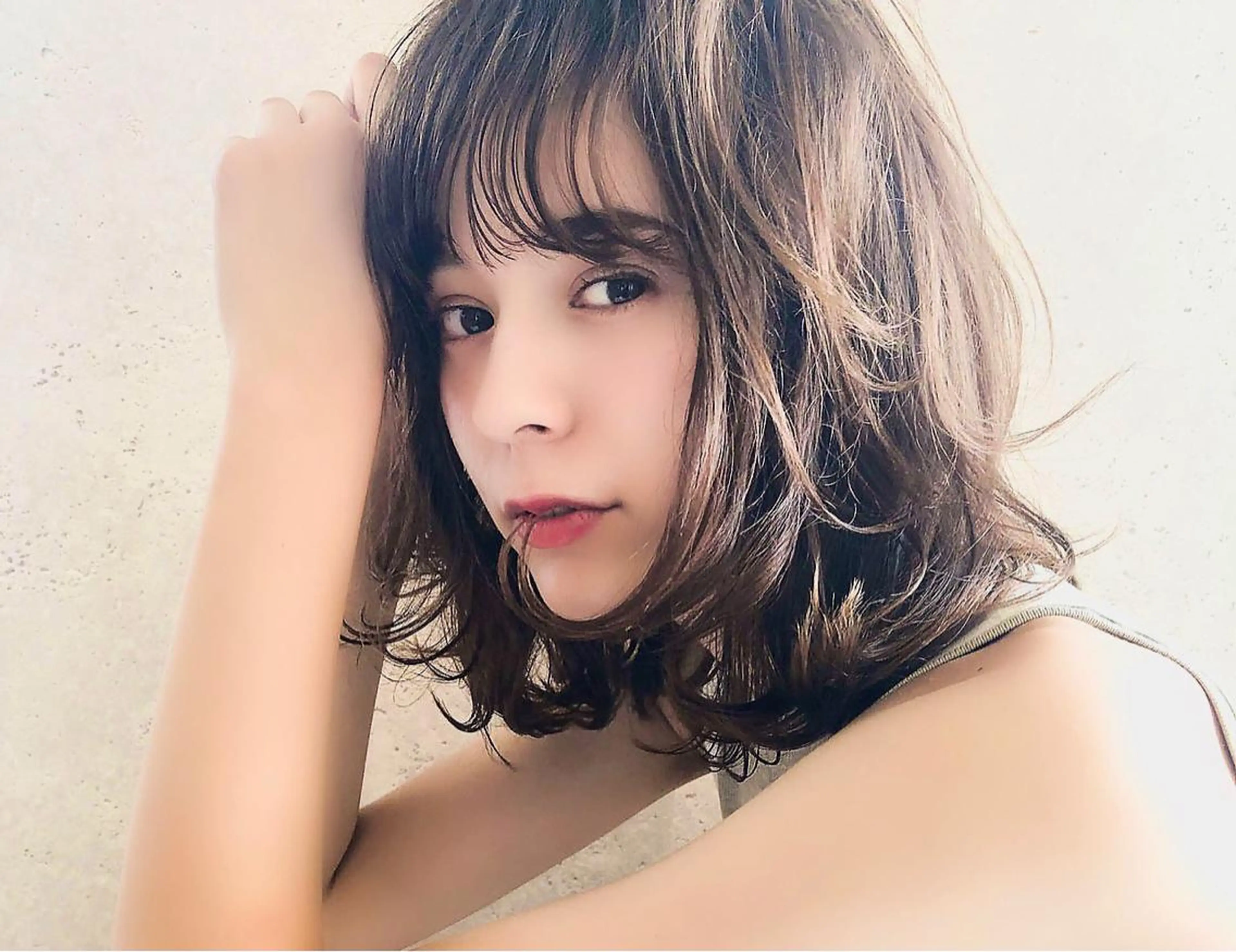 ミディアム カラー ヘアアレンジ ベージュカラー ショコラベージュ ヘアカラー トリートメント 山崎 澪 レイヤーカット/大宮のヘアスタイル