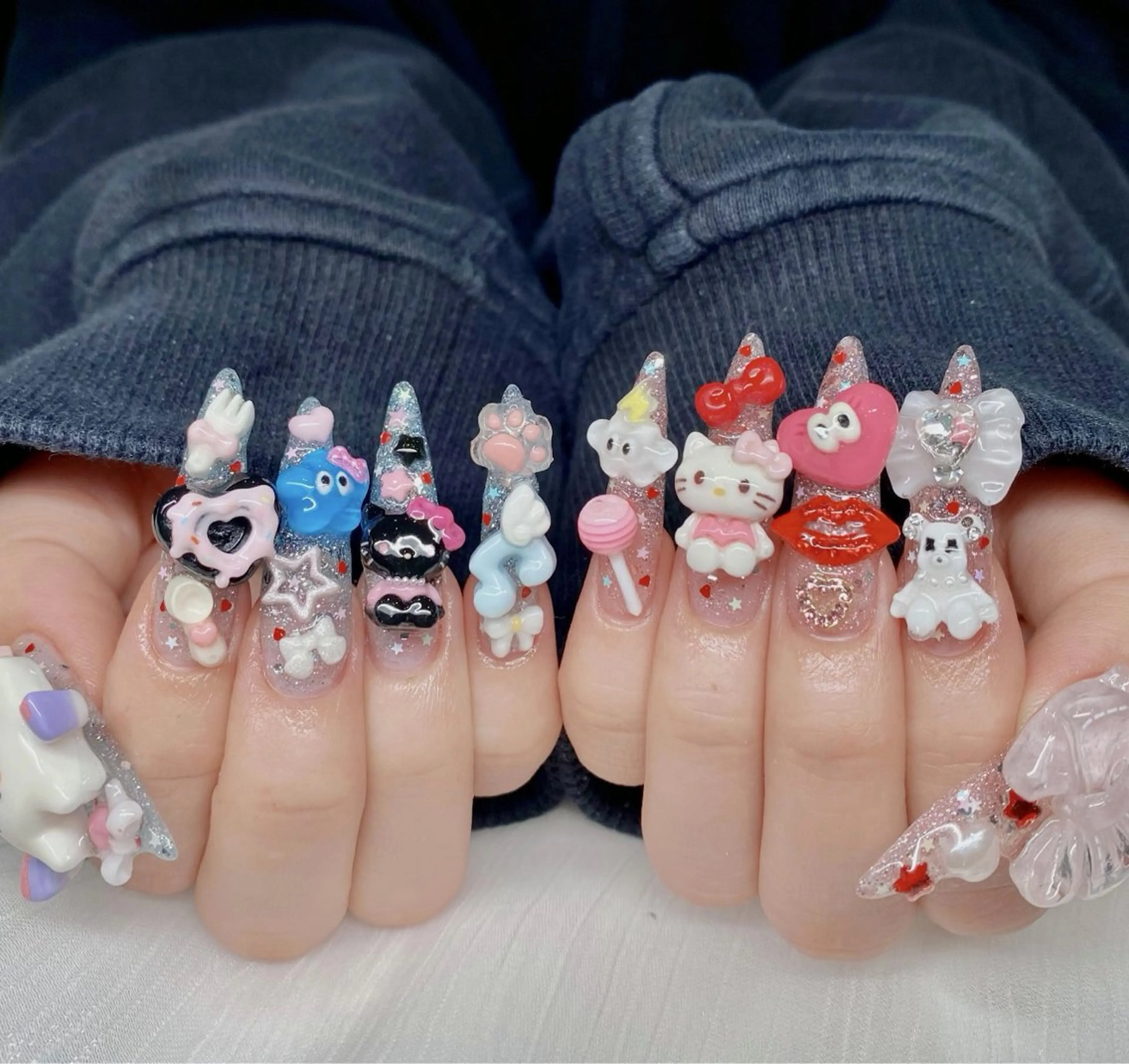 ネイル オーロラネイル ブルー チークネイル フットネイル フレンチネイル ハンドネイル HANA ハナのネイルデザイン