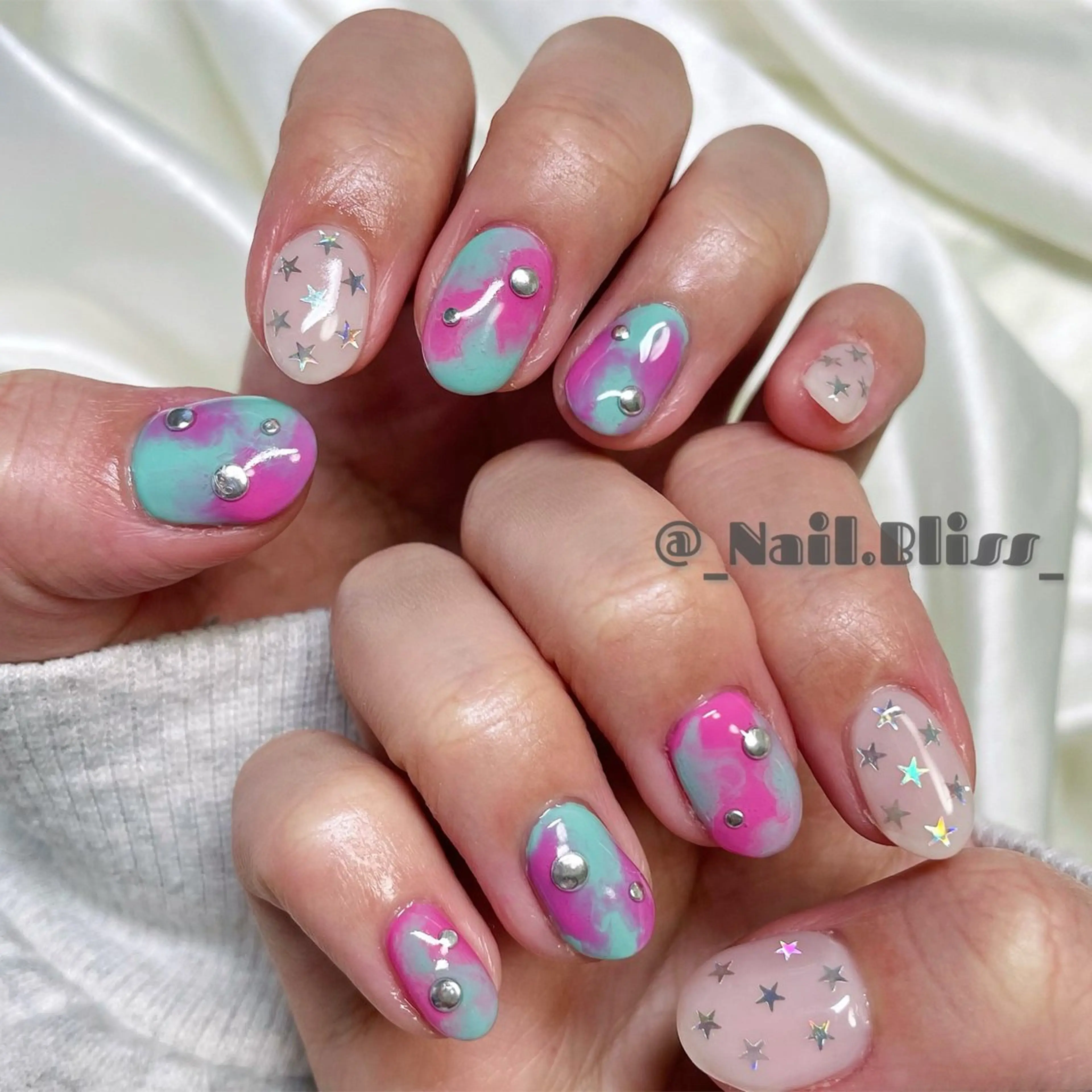 ネイル ドット 大理石ネイル(マーブル) ハンドネイル NAIL BLISSのネイルデザイン