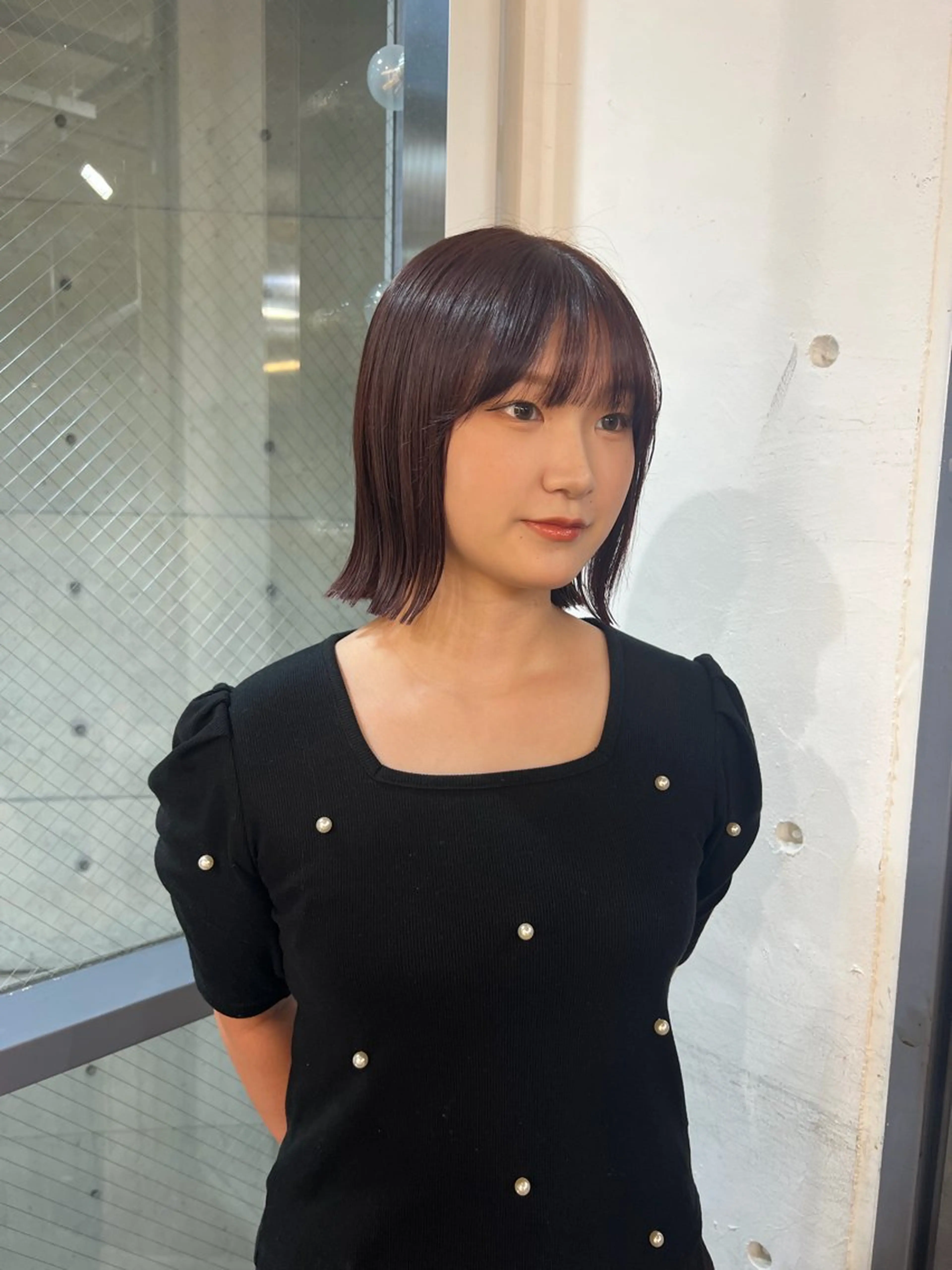 ミディアム ボブ カット レイヤー／パーマ KAHOのヘアスタイル