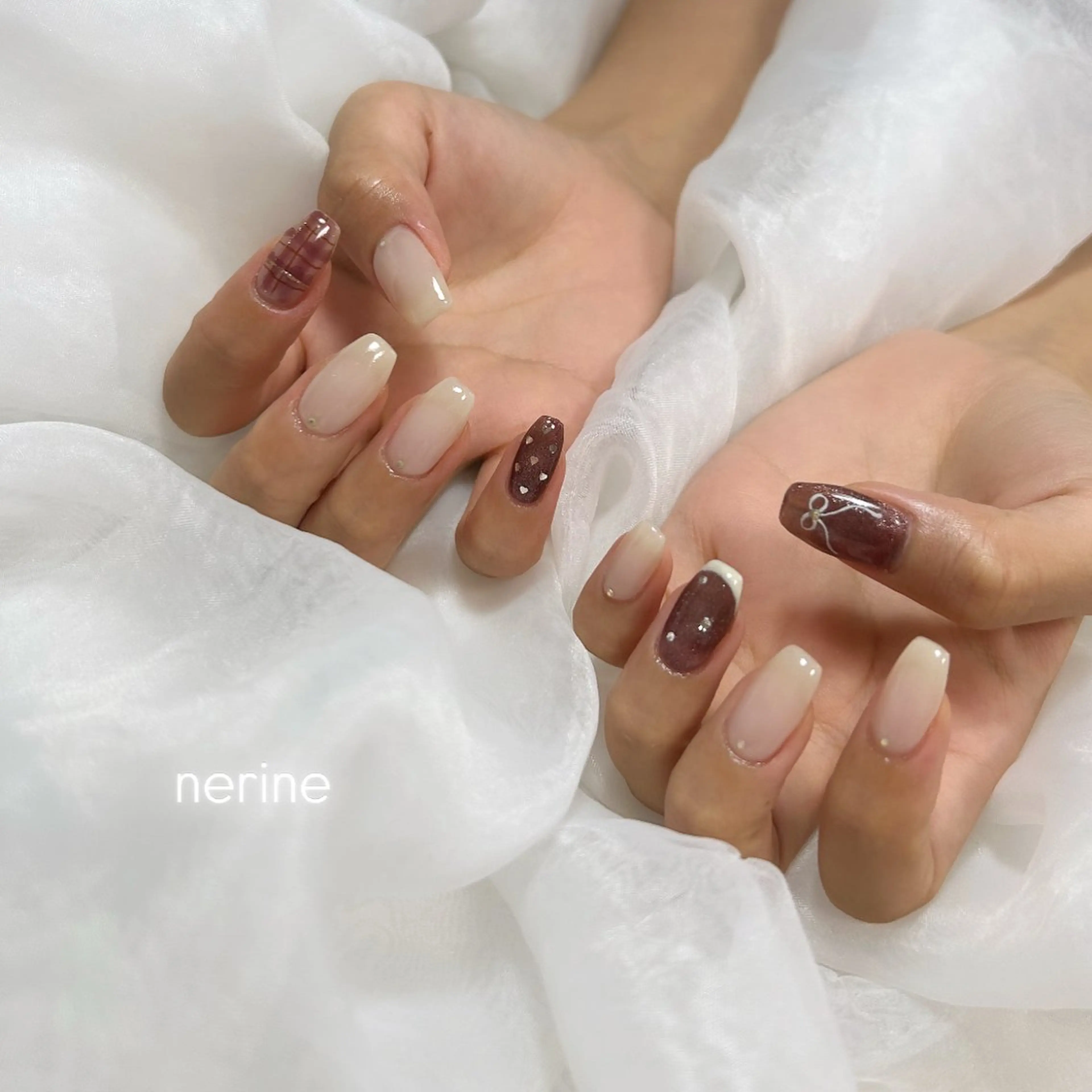 ネイル ブラウン ハンドネイル nail salon nerineのネイルデザイン
