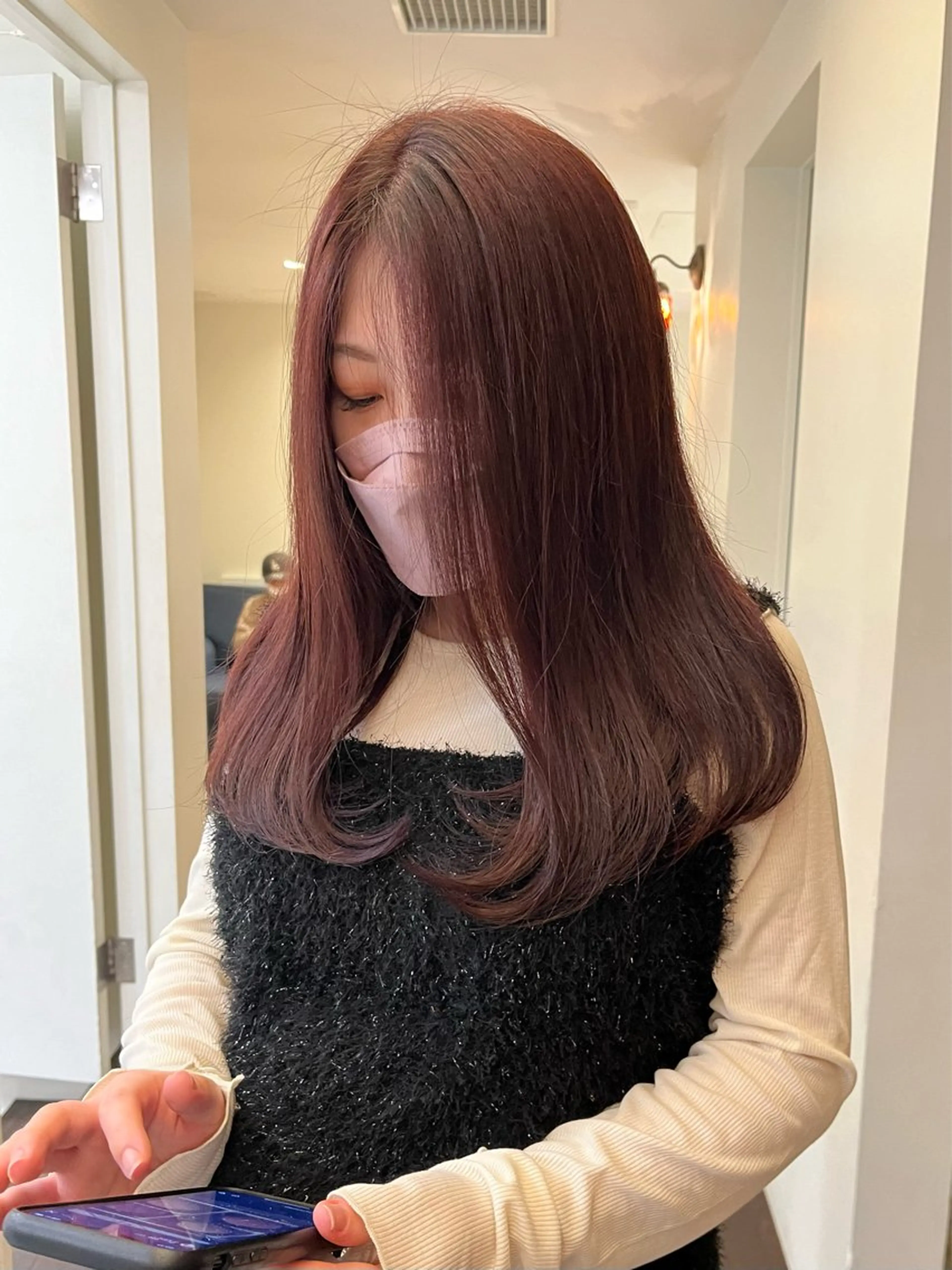 セミロング カラー ブラウンカラー ピンクカラー ピンクブラウン ヘアカラー トリートメント るな/暖色、 ベージュカラー🎀のヘアスタイル