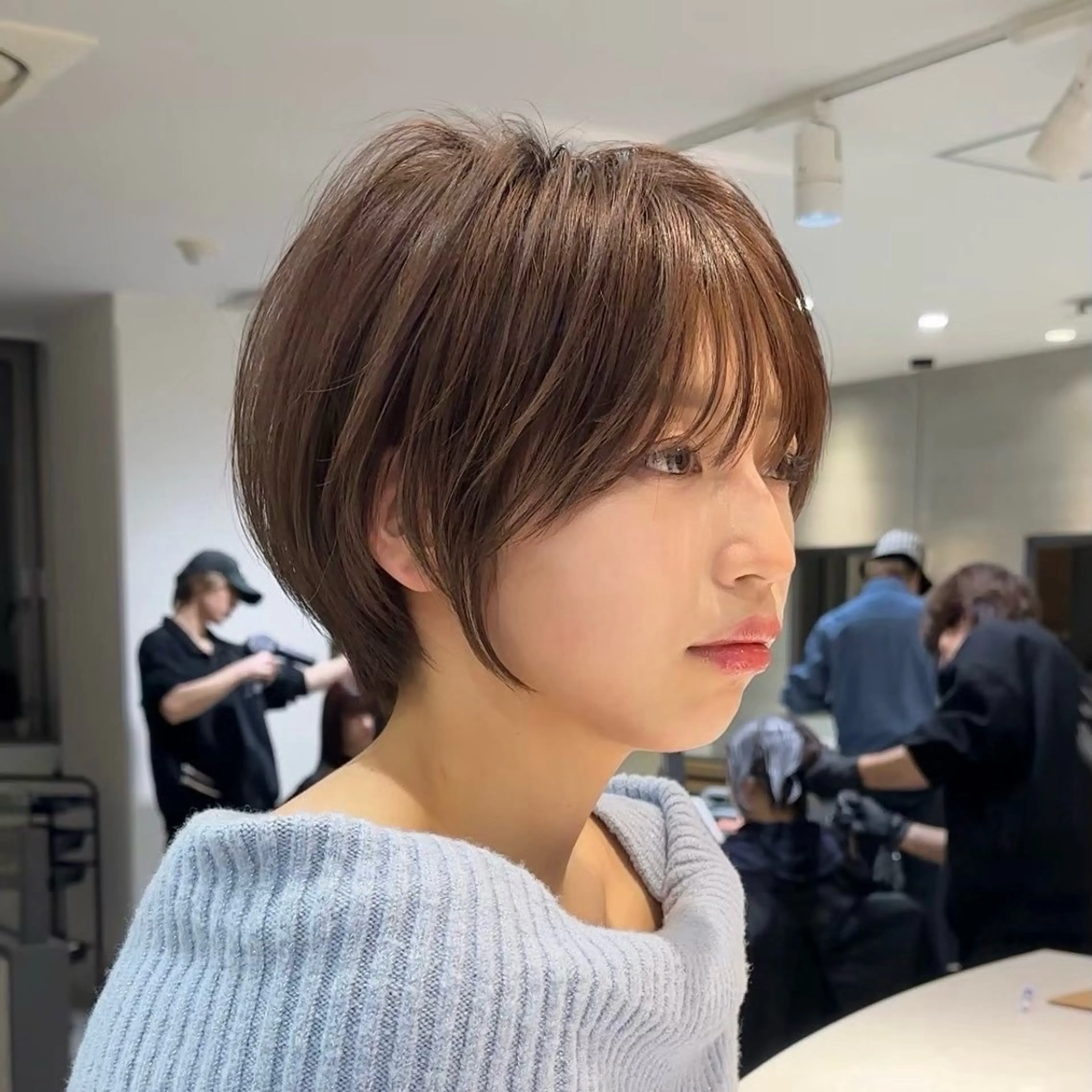 ショート ショートボブ ボブ ショートヘア 小顔カット けいし🐬ボブ 美髪縮毛矯正のヘアスタイル