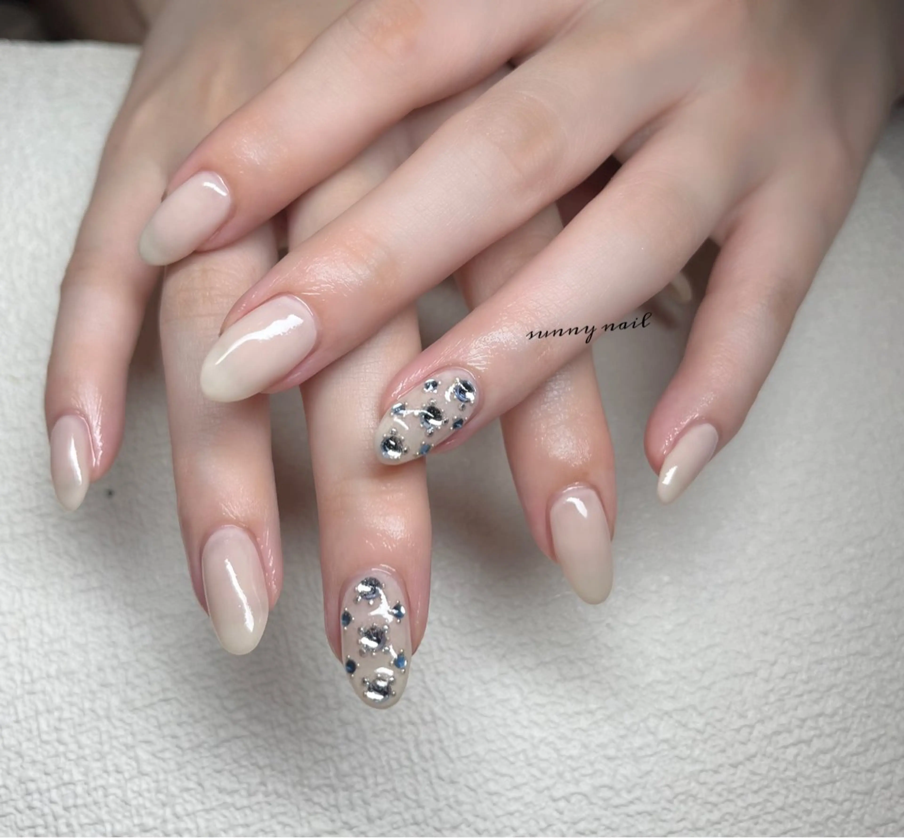 ネイル ブルー ジェルネイル パラジェル sunny nailのネイルデザイン