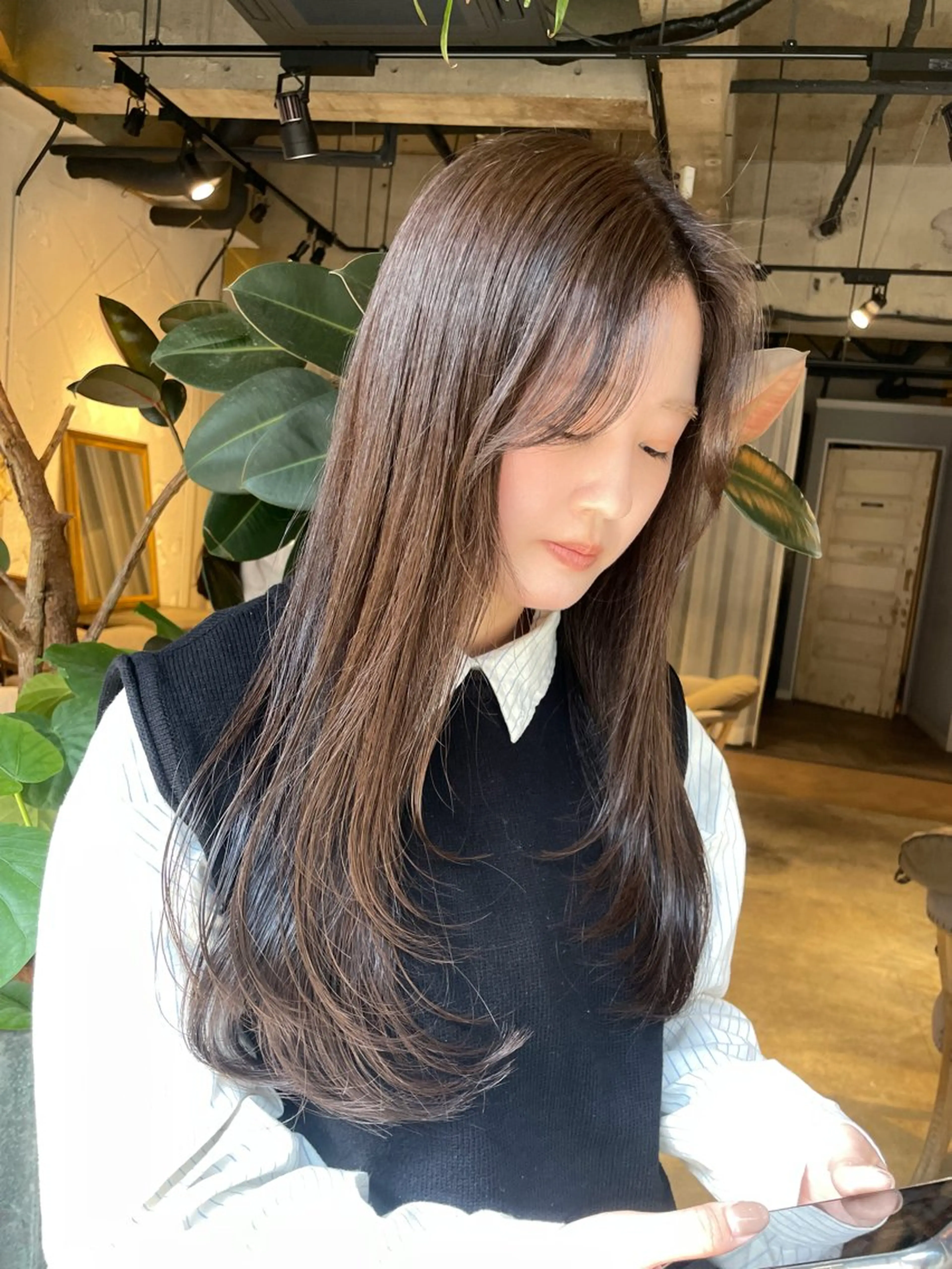 ロング カット ヘアカラー トリートメント 遠藤 眞実のヘアスタイル