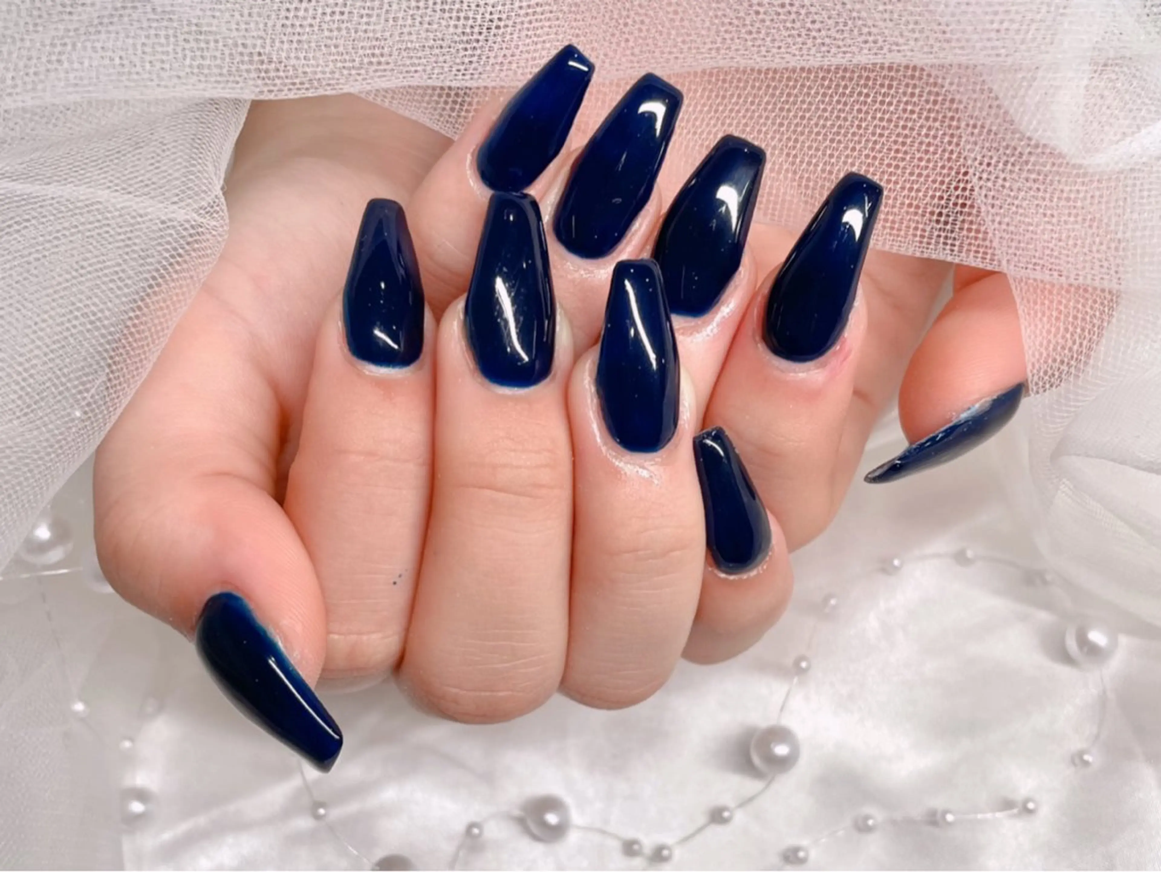 ネイル ロングネイル 冬ネイル ハンドネイル ゆりか ジョアアンジェ福島のネイルデザイン