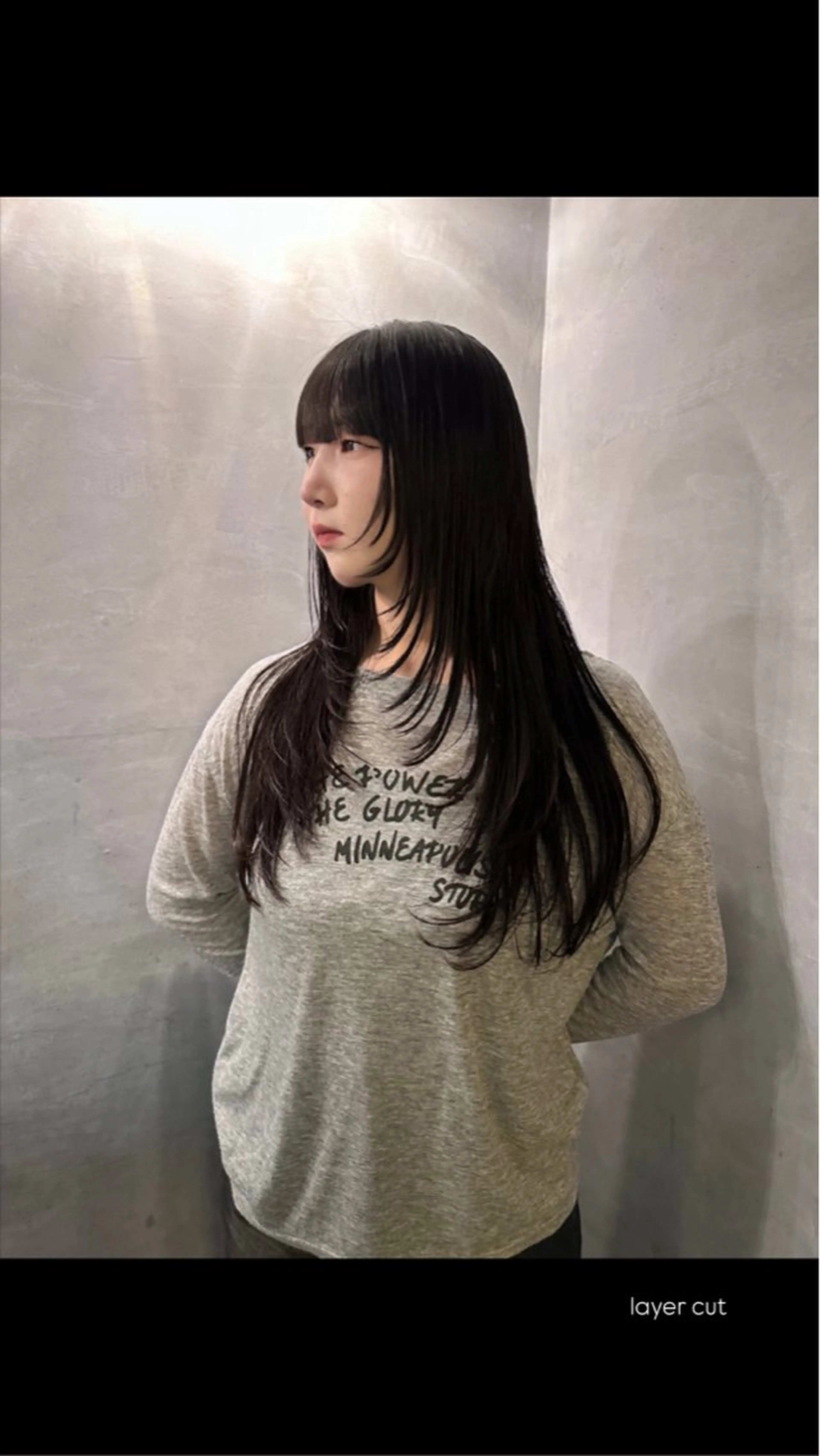 ロング レイヤーカット 小顔カット clear of hair LiT店所属・及川 遥/レイヤー/ カットモデルのヘアスタイル