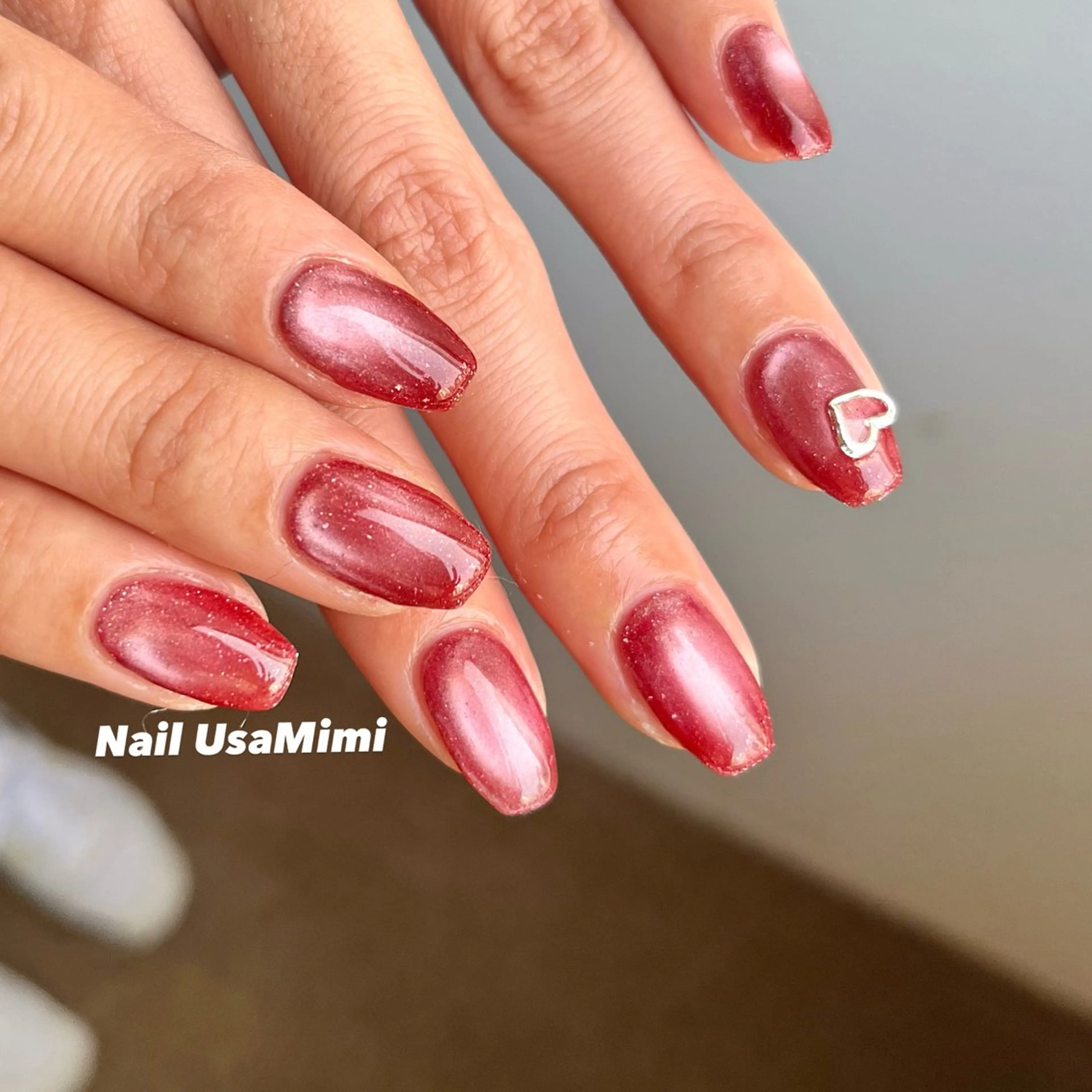 ネイル ボルドー フラッシュネイル フラッシュマグ マグネットネイル ハンドネイル Nail Usa Mimi ASAKOのネイルデザイン