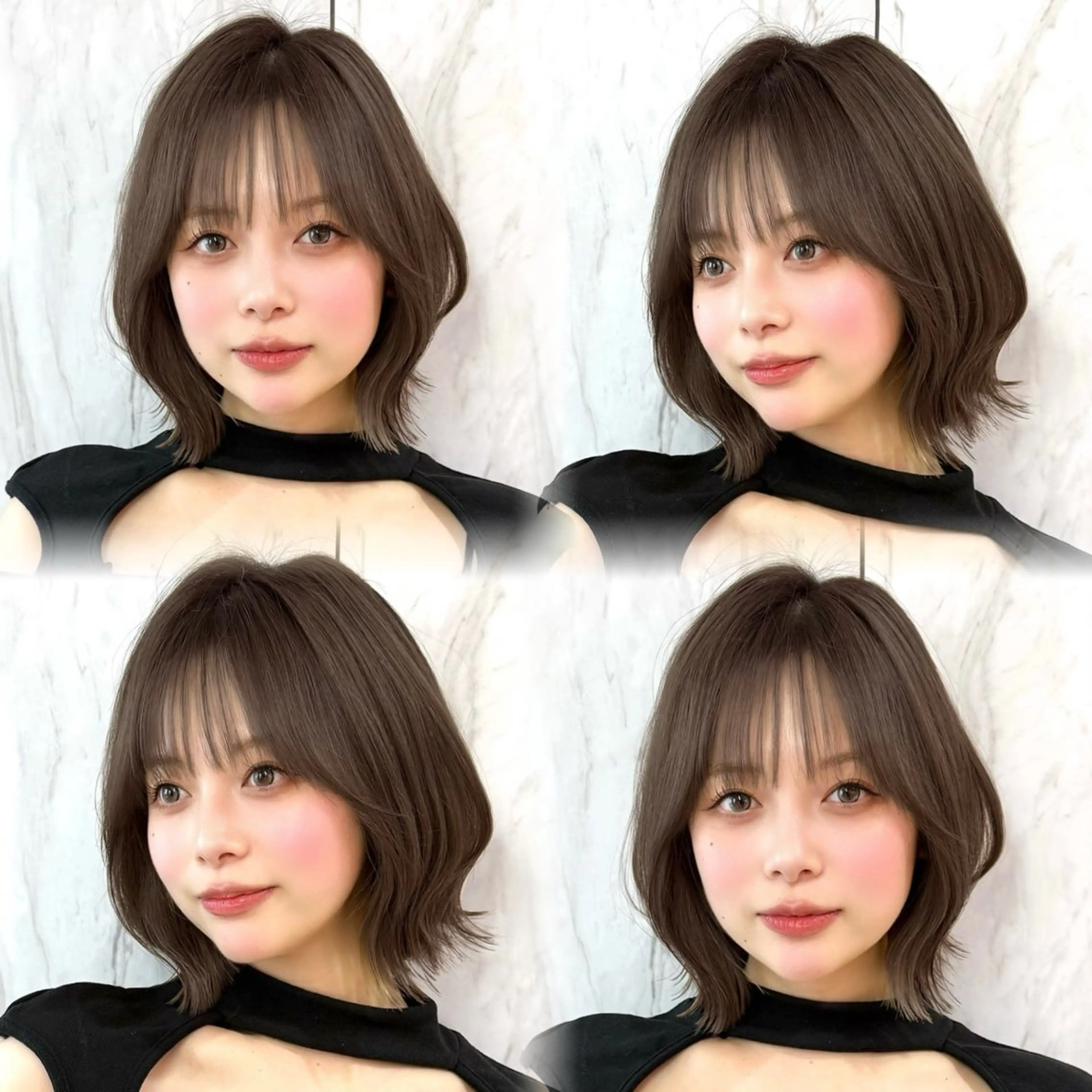 ミディアム カラー ヘアアレンジ ボブレイヤー 透明感カラー ボブ 韓国風ヘア レイヤーカット 韓国ボブ/髪質改善 /新宿/Rumiのヘアスタイル