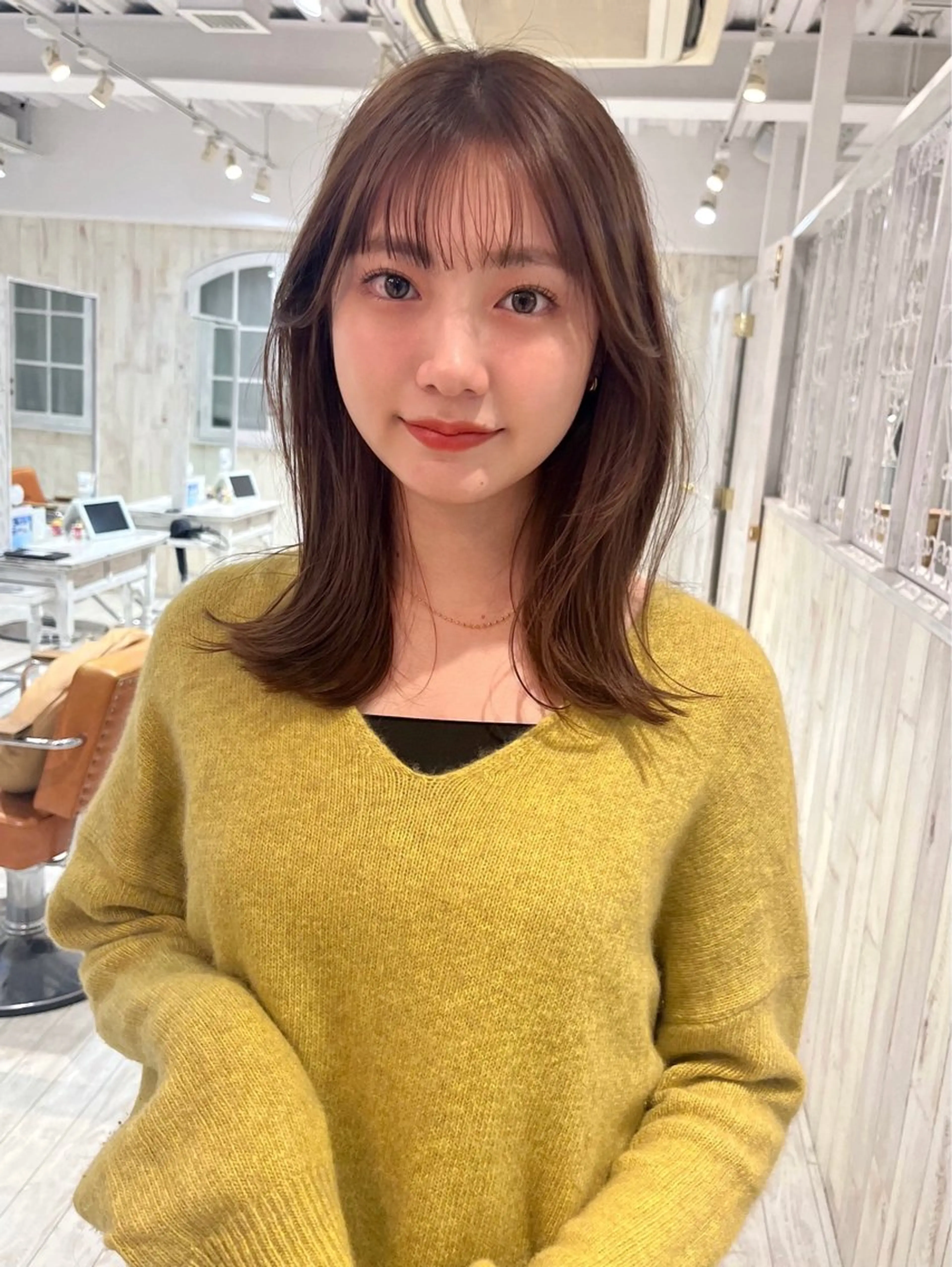 ロング カラー ベージュカラー ブラウンカラー ブラウンベージュ くびれヘア 顔まわりレイヤー 【韓国ヘア×透明感 カラー】笹谷 莉未のヘアスタイル