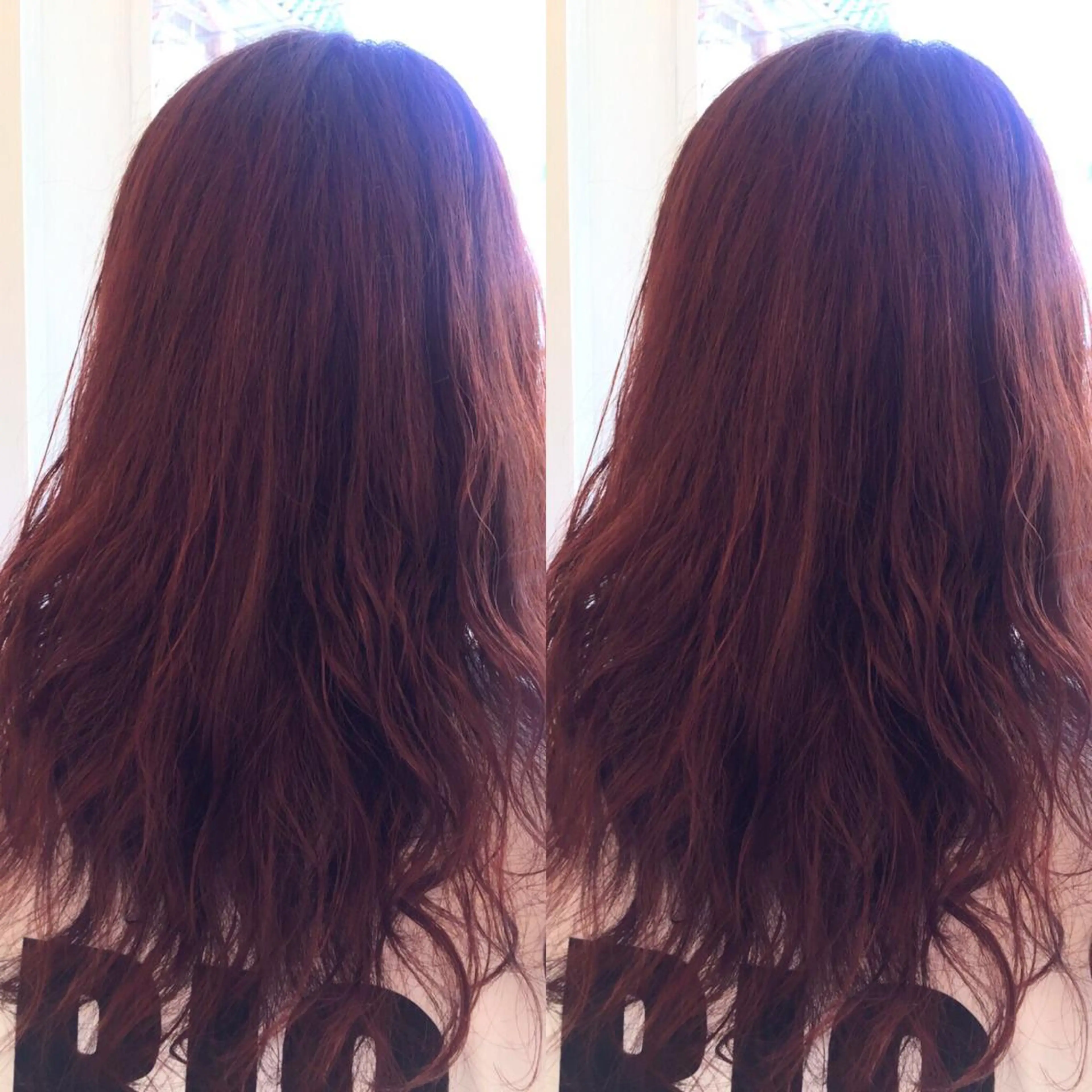 ロング カラー パーマ レッドカラー 齋藤 咲のヘアスタイル