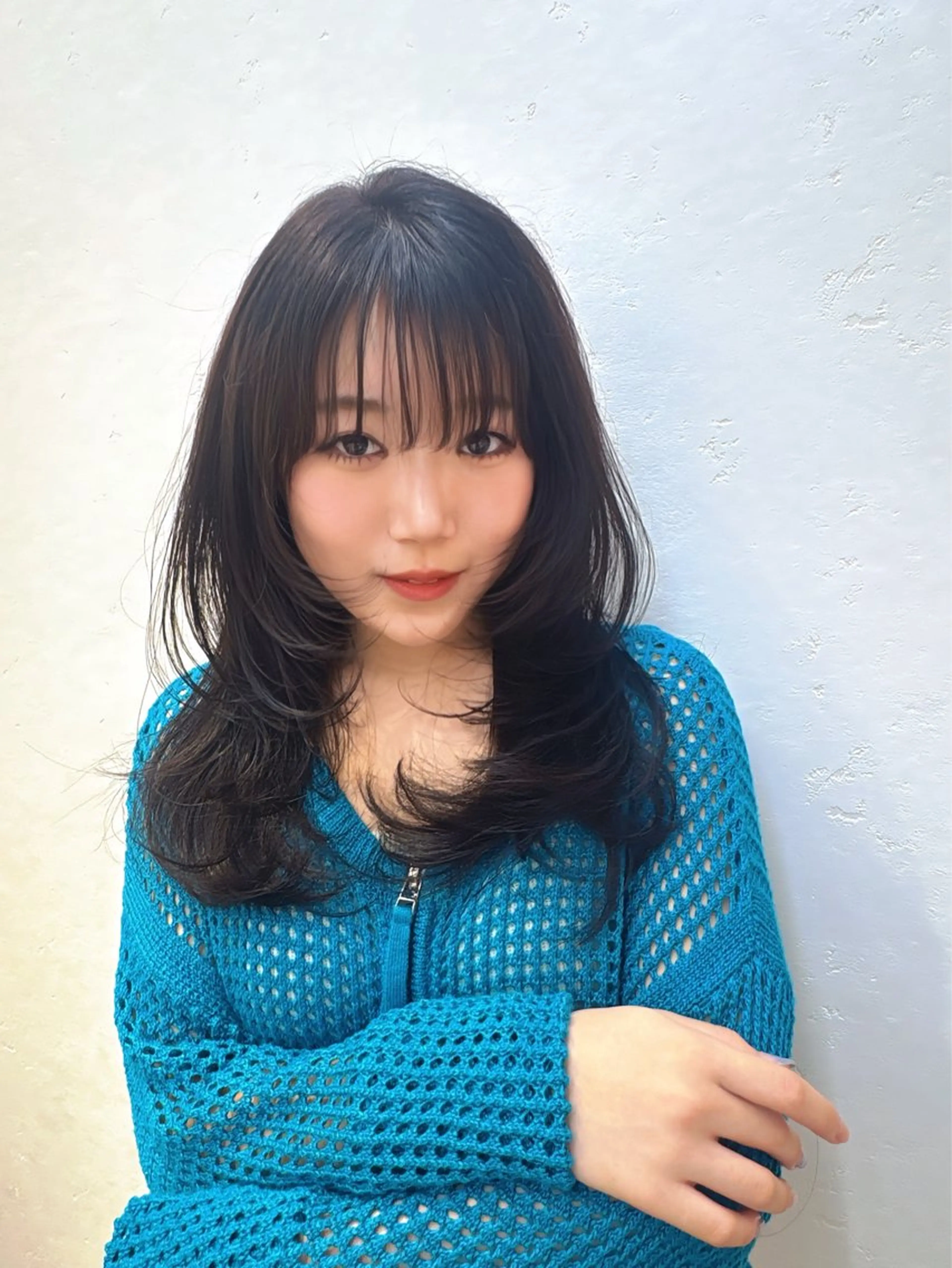 セミロング 韓国風ヘア レイヤーカット カット ヘアカラー レイヤーカット ♥kanaのヘアスタイル