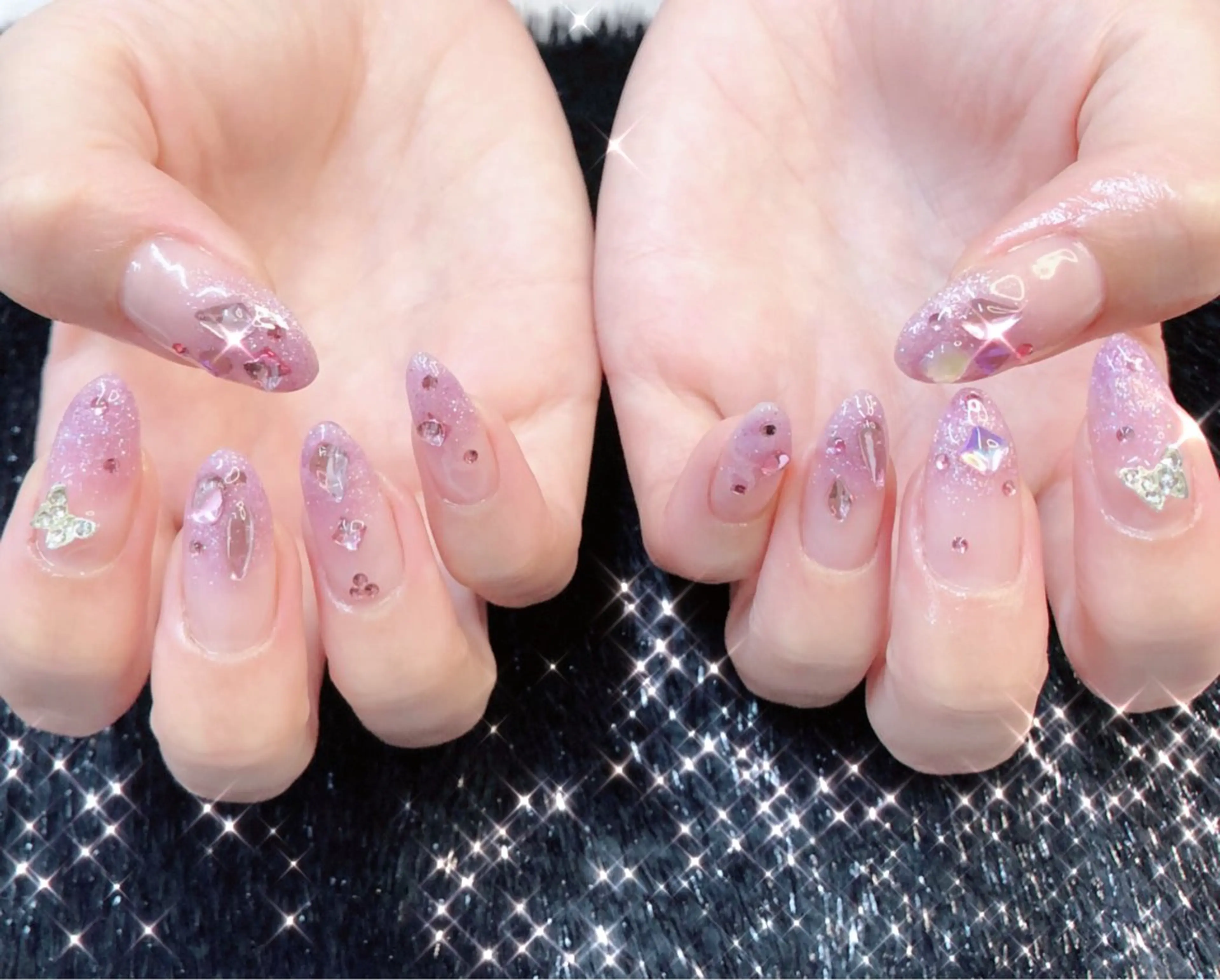 ネイル オーロラネイル フットネイル ジェルネイル ハート 韓国ネイル 大門浜松町 ネイルのネイルデザイン