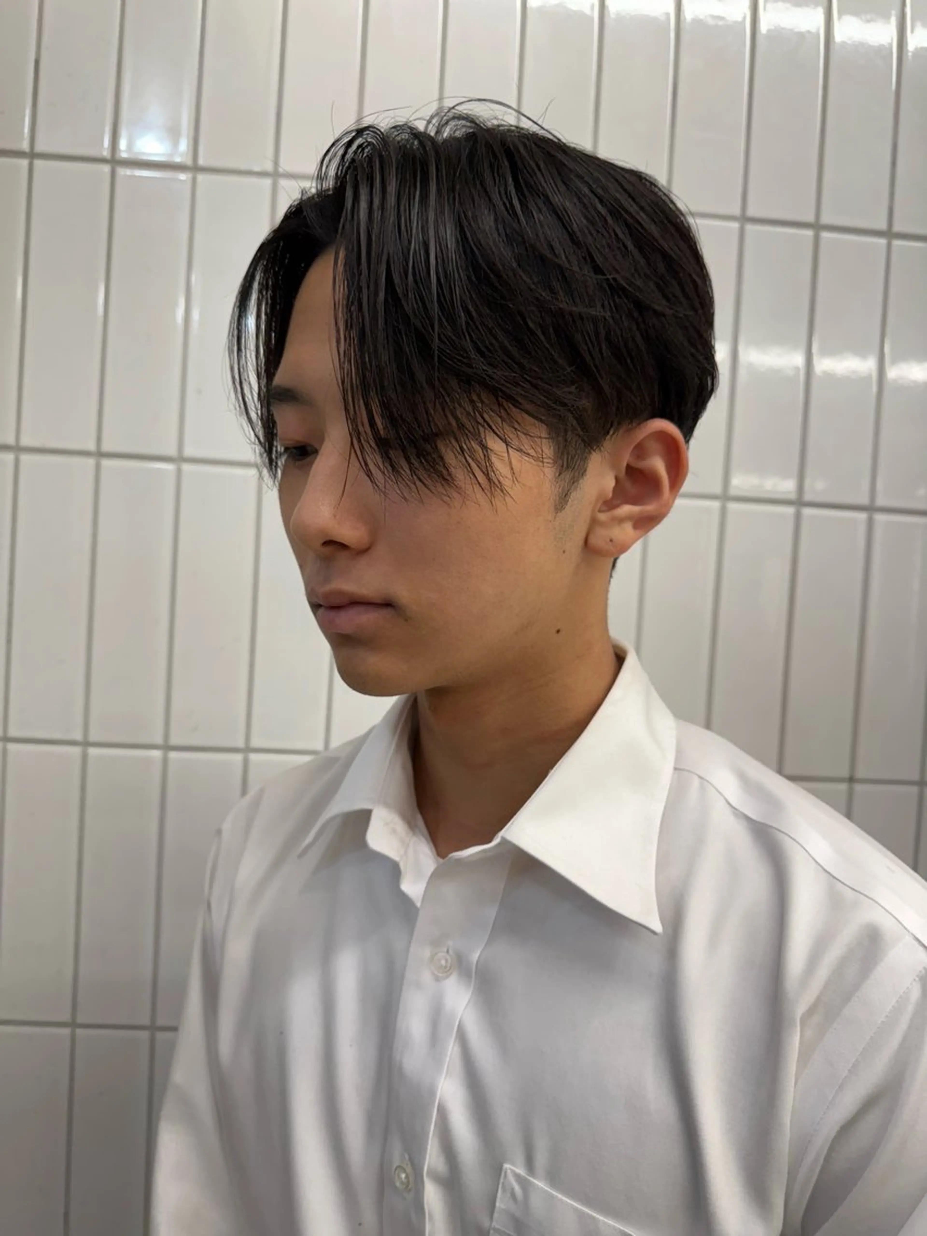 ショート パーマ メンズ nico TOKYO所属・ニュアンス/ センターパート/イノのヘアスタイル