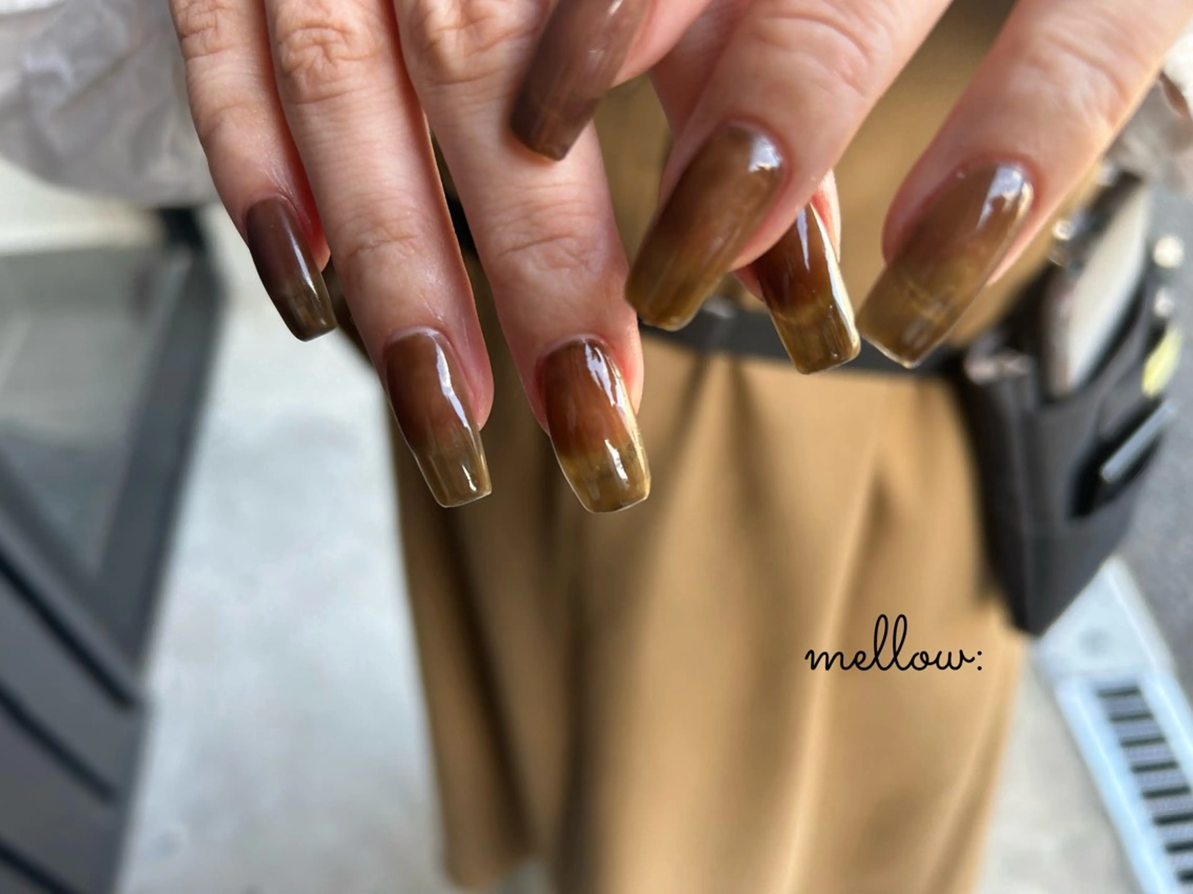 ネイル ワンカラーネイル mellow :所属・mellow:ｸﾙﾐ ﹡˖˟༝🎀˖˟ ༝のネイルデザイン