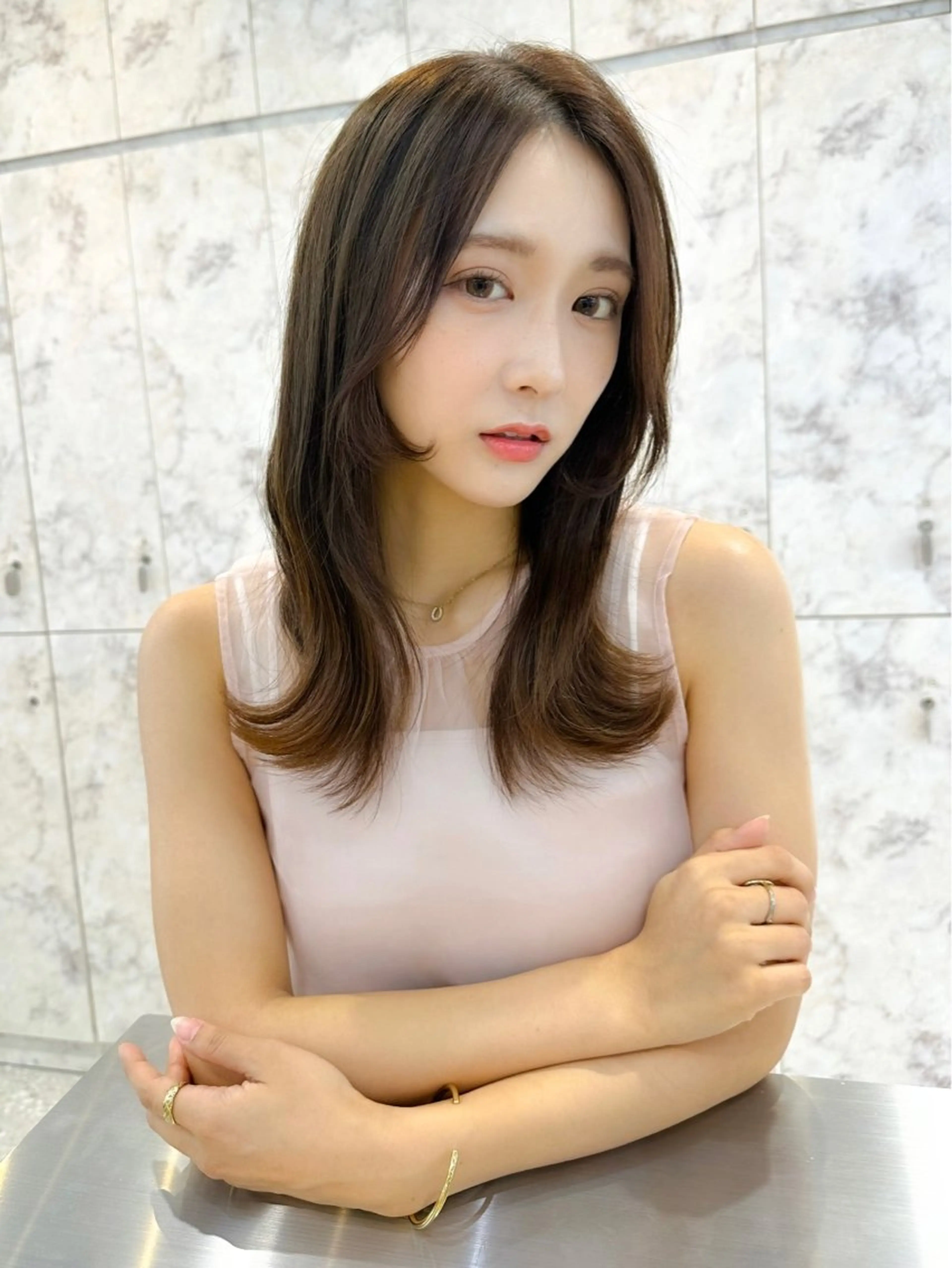 ロング カラー カット ヘアカラー トリートメント ヘッドスパ 髪質改善/韓国ヘア レイヤー/新宿/ロミのヘアスタイル