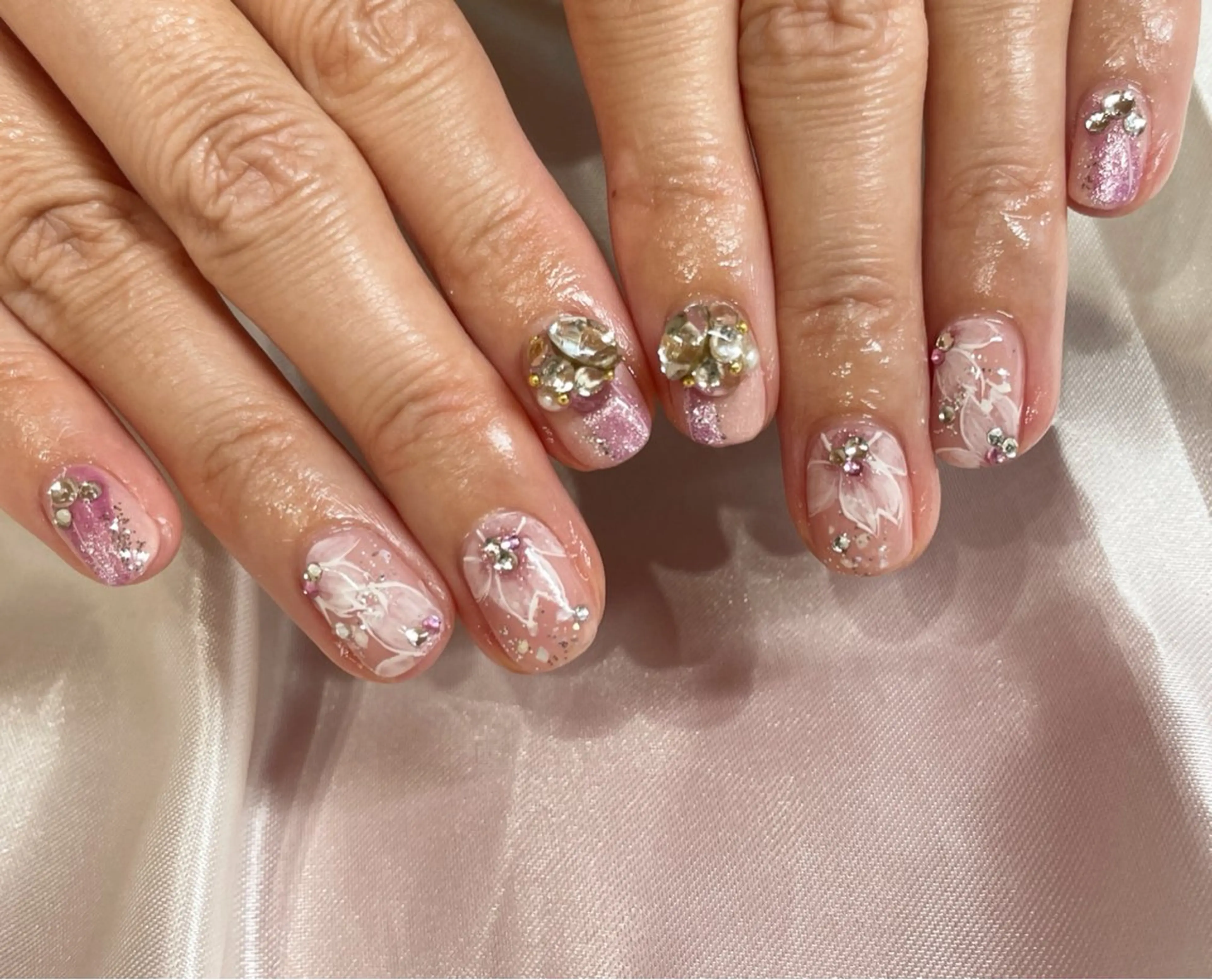 メンズ ネイル アートネイル 桜ネイル ピンク 春ネイル Chérinail 爪のお手入れのネイルデザイン