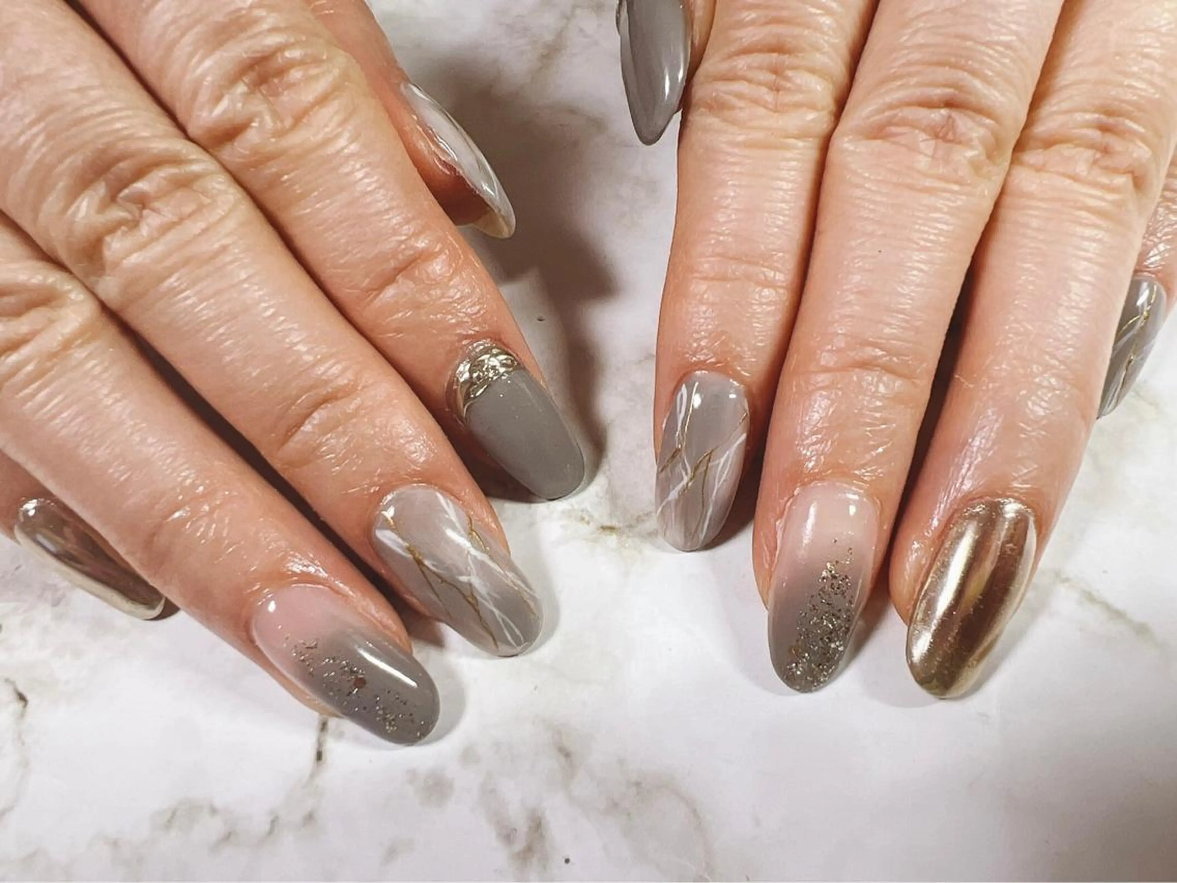 ネイル 大理石ネイル(マーブル) Mogu nail 二子玉川のネイルデザイン