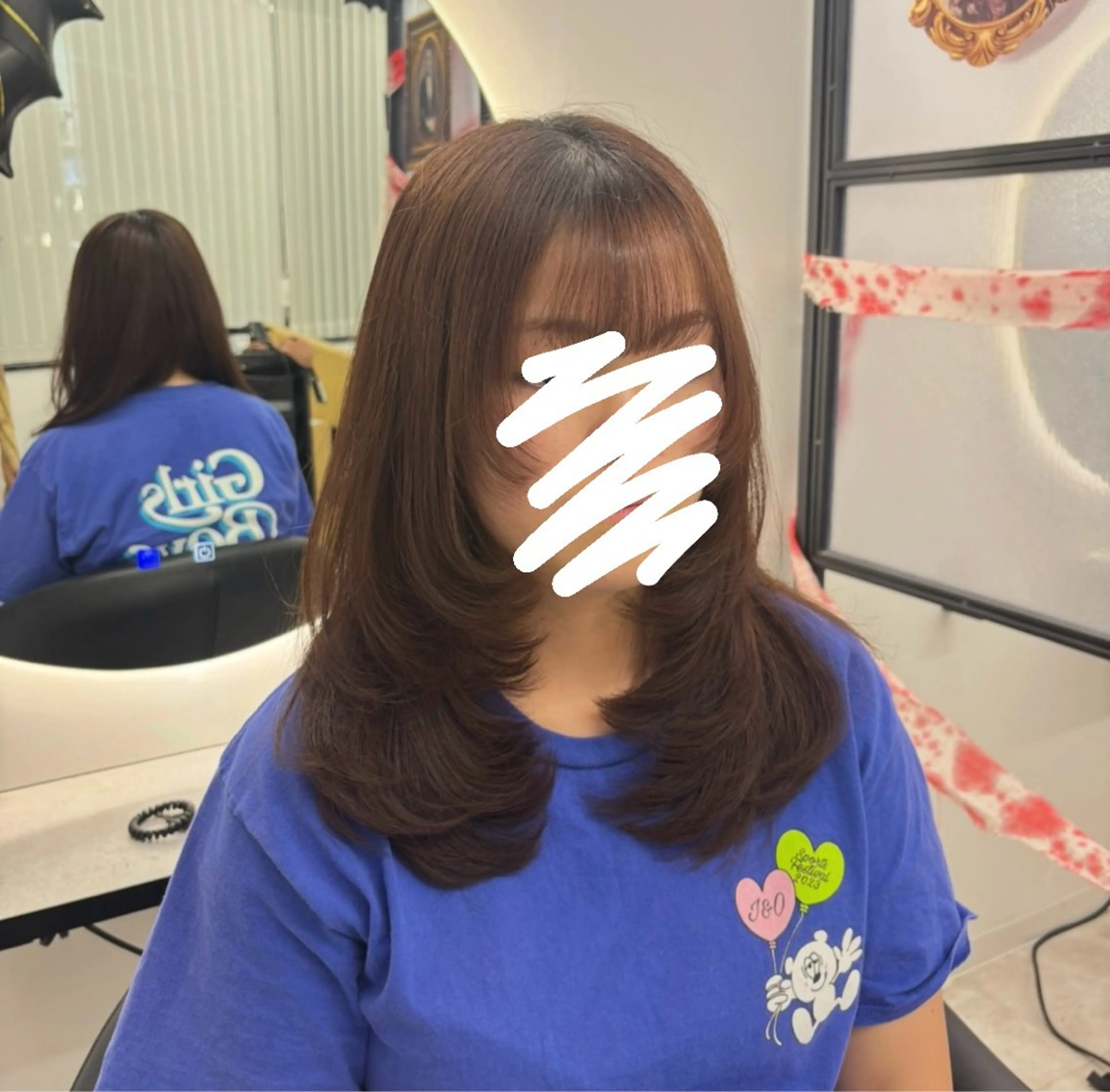 ロング カット Ren. 🦋デザインカラーのヘアスタイル
