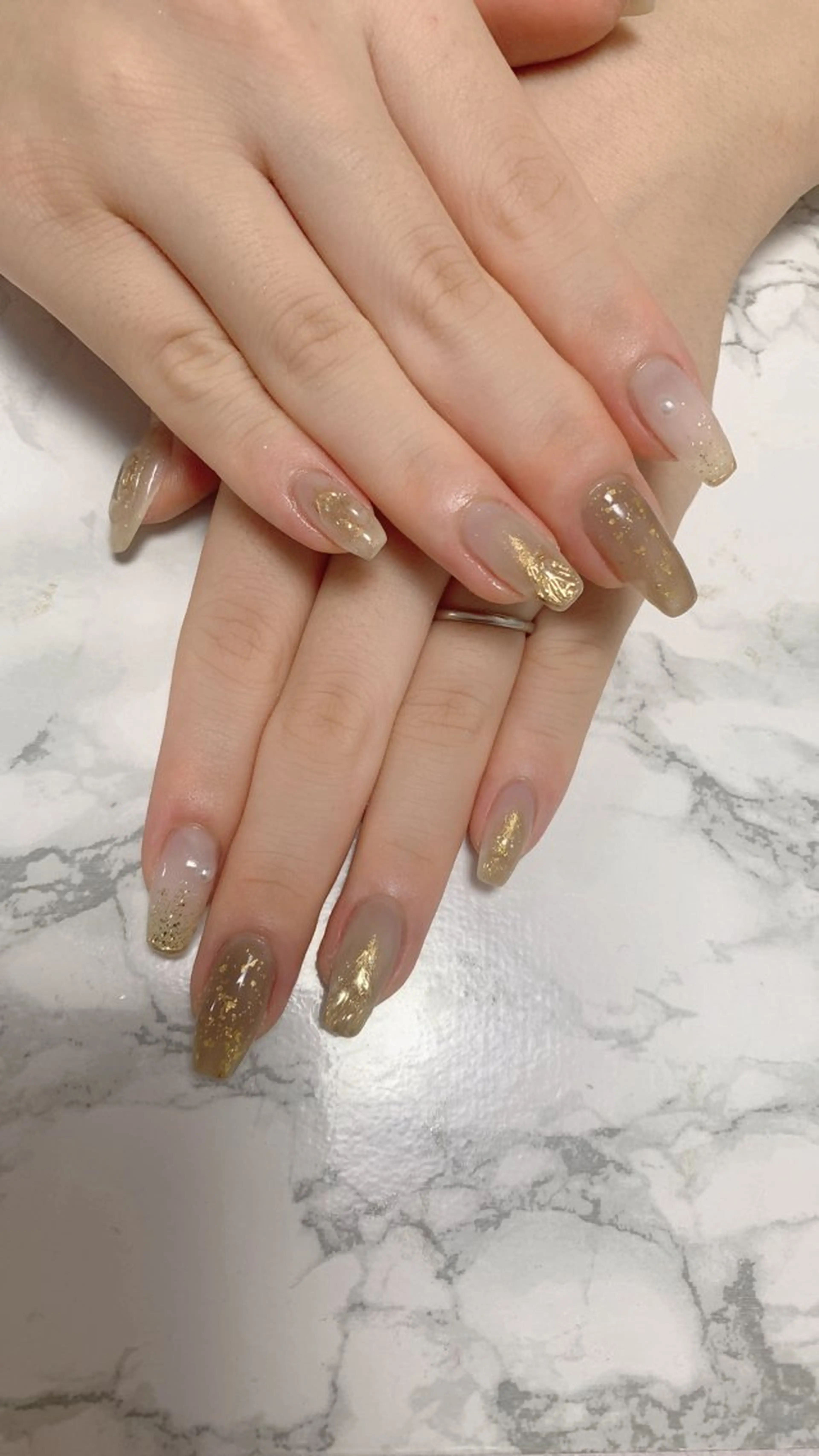 ネイル ハンドネイル はな💎ネイル ワンホン、長さ出しのネイルデザイン