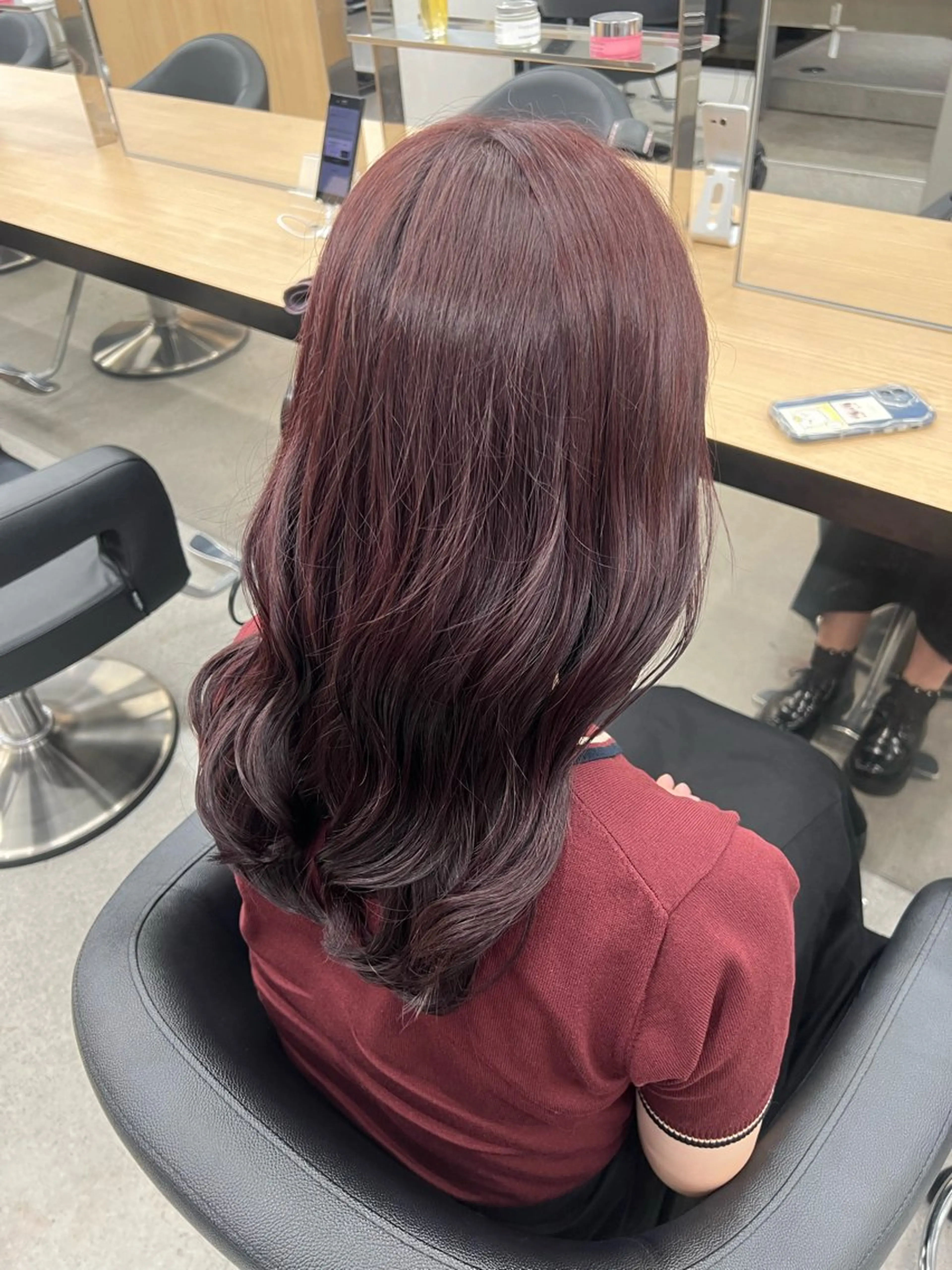 ロング カラー ブリーチ 髪質改善 トリートメント 💗愛され暖色💗 ピンク/レッド💗のヘアスタイル