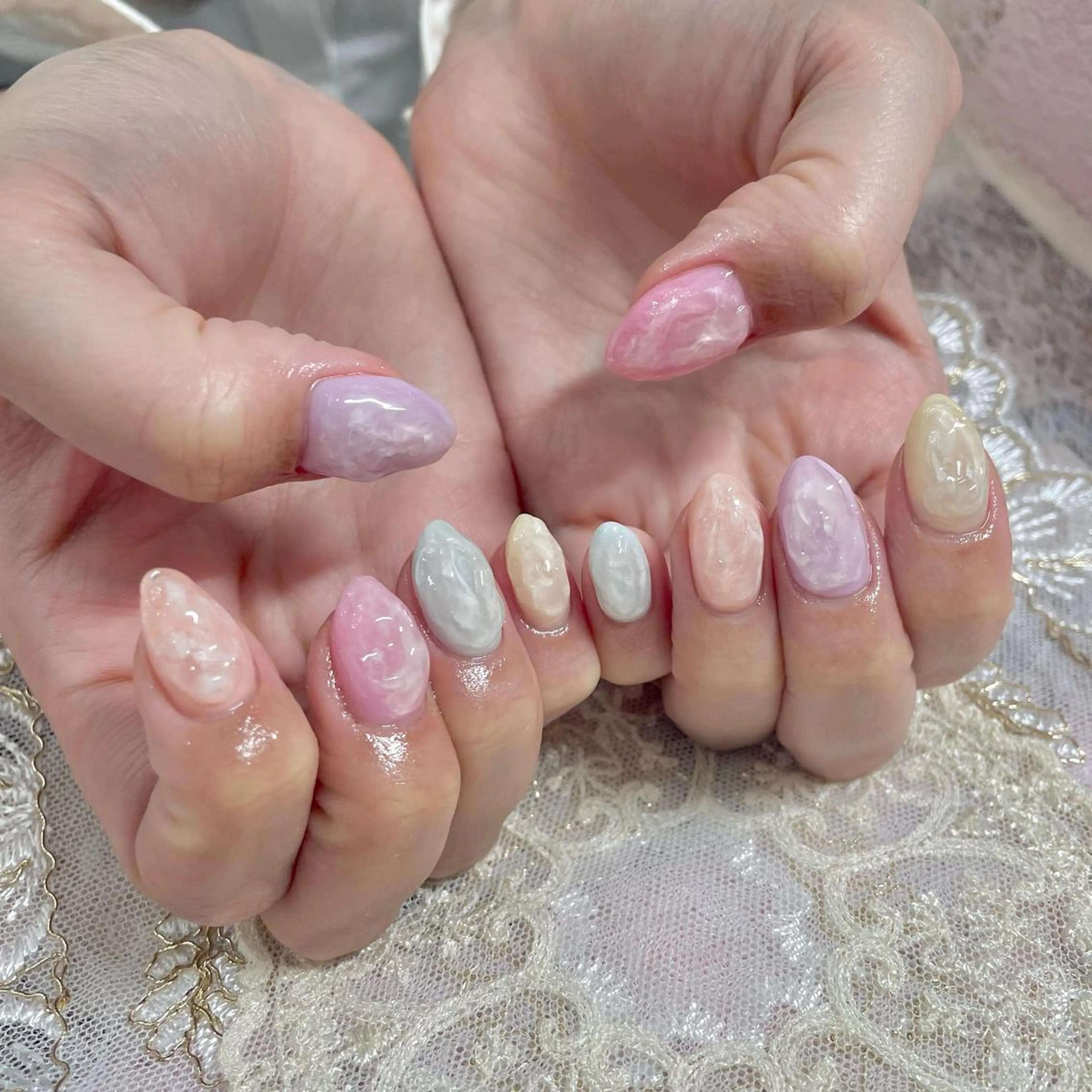 ネイル アートネイル オーロラネイル 成人式 ジェルネイル 卒業式 J terrace Nailのネイルデザイン